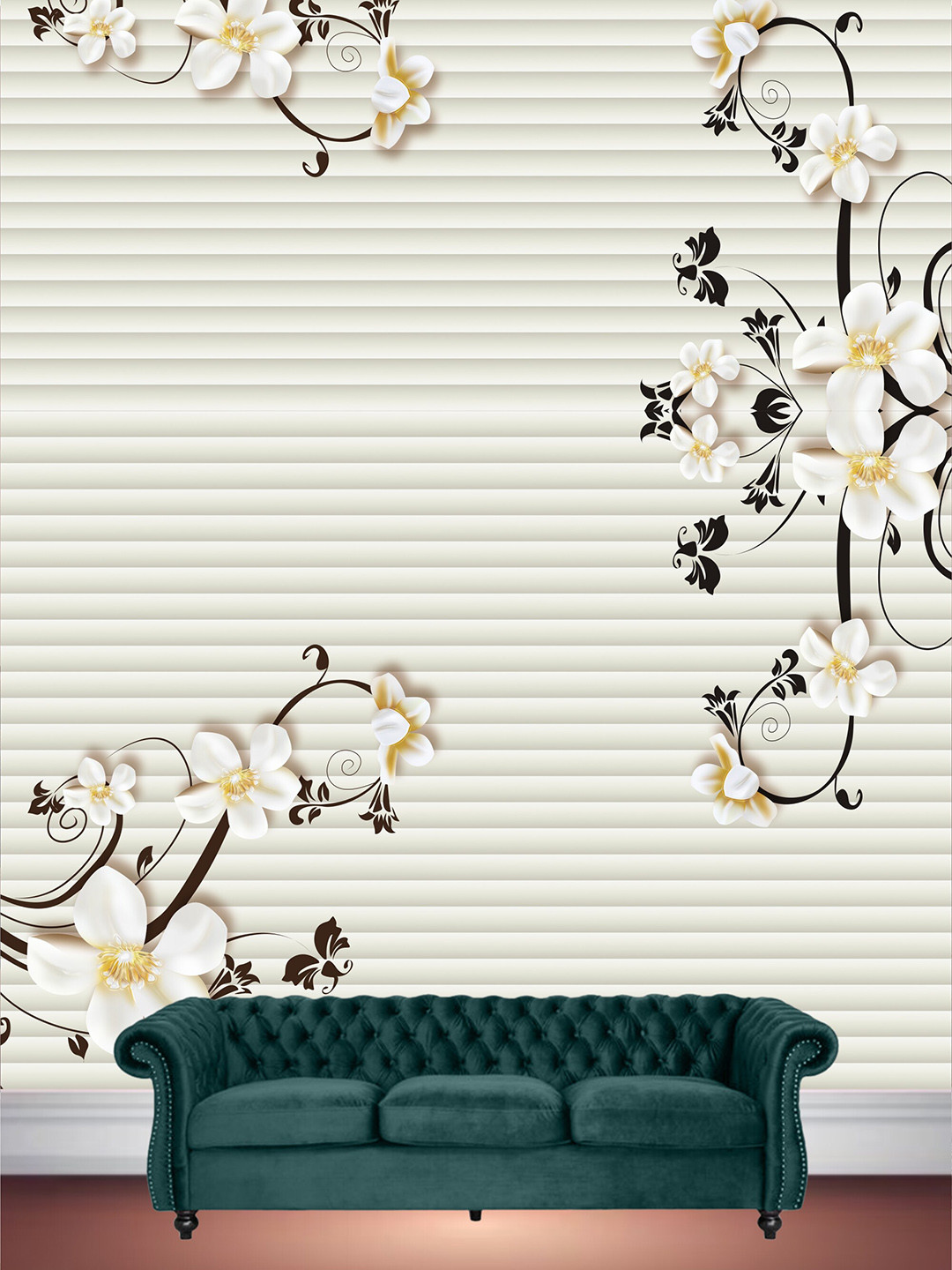 

KSHIRSA Grey & Pink Floral-Printed Self-Adhesive Wallpaper