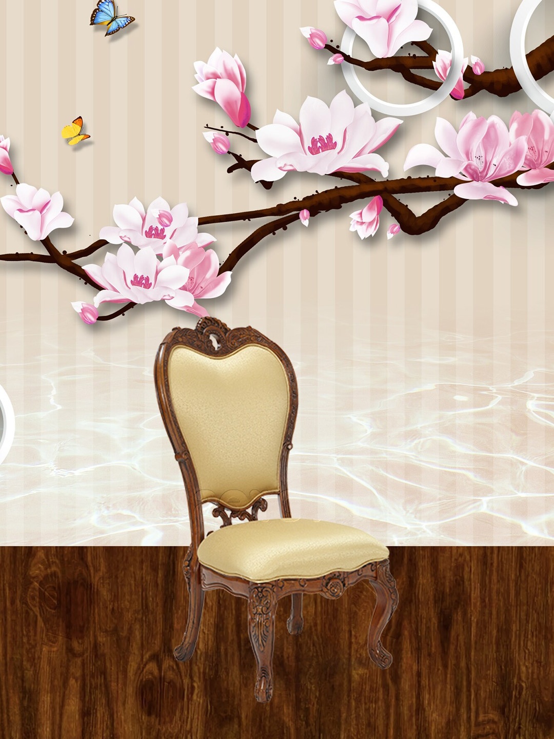 

KSHIRSA Beige & Pink Floral-Printed Self-Adhesive Wallpaper