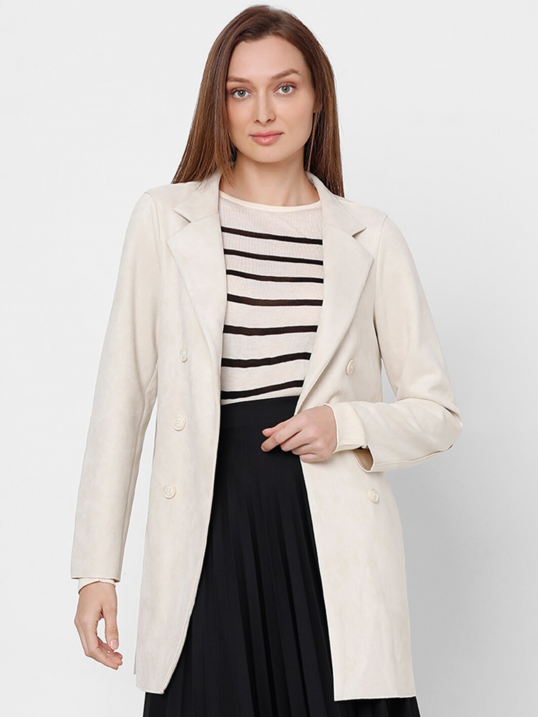 

Vero Moda Notched Lapel Trench Coat, Off white