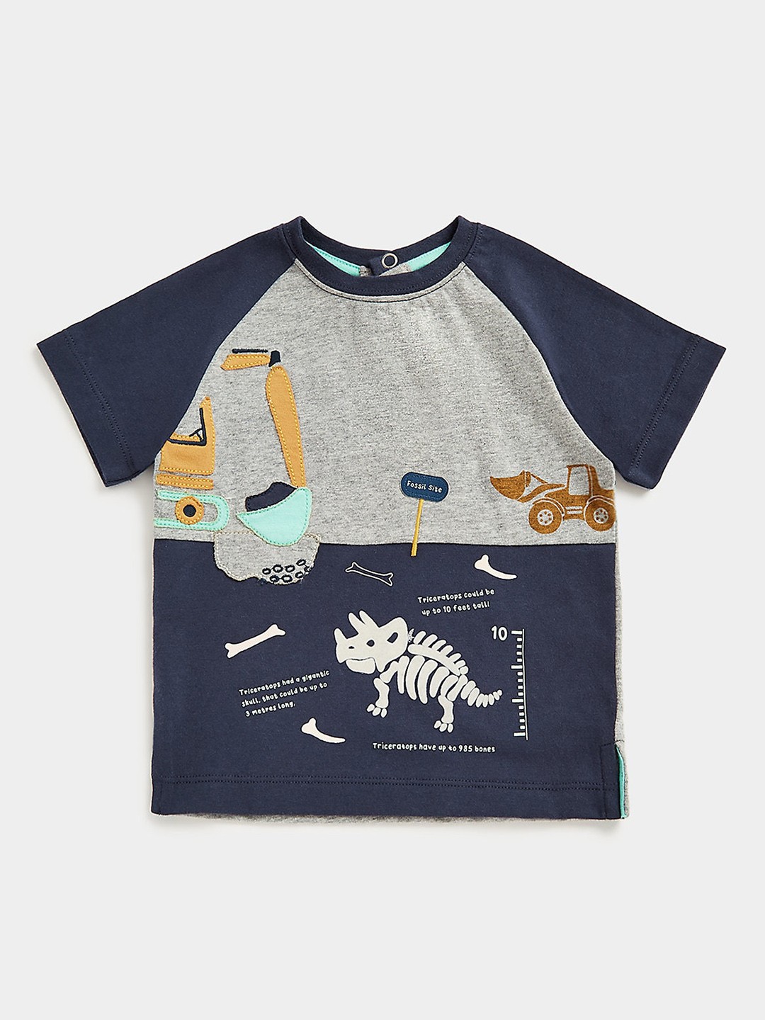 

mothercare Infants Boys Graphic Printed Pure Cotton T-shirt, Navy blue