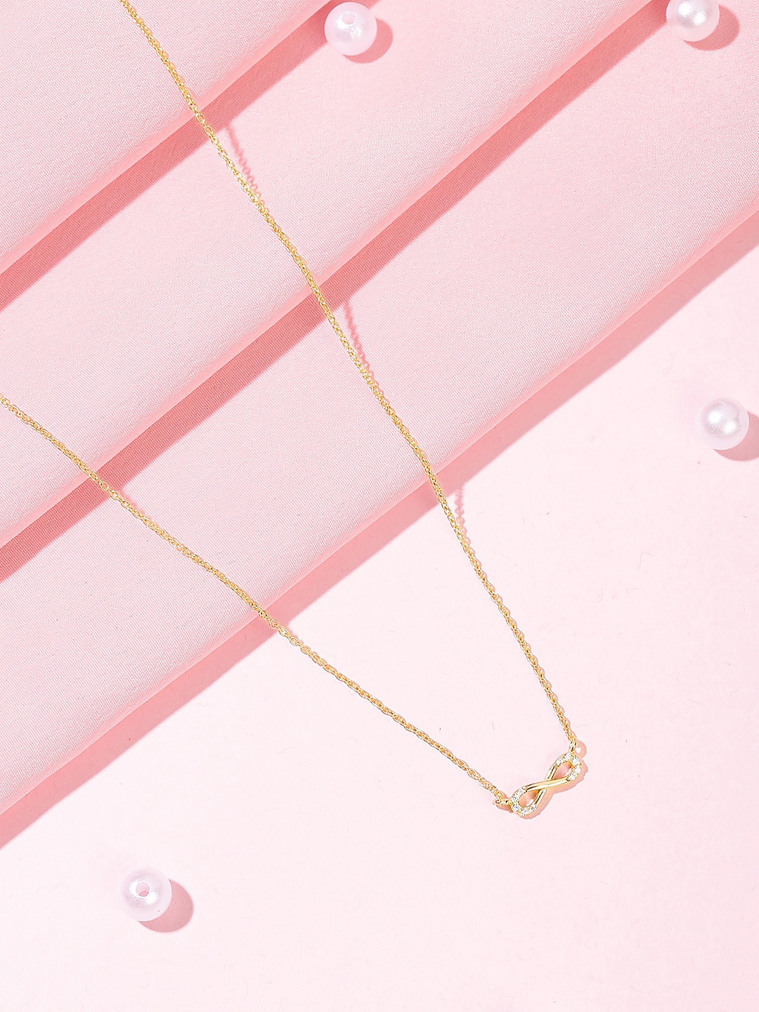 

Zavya 925 Sterling Silver Gold-Plated CZ Infinity Necklace