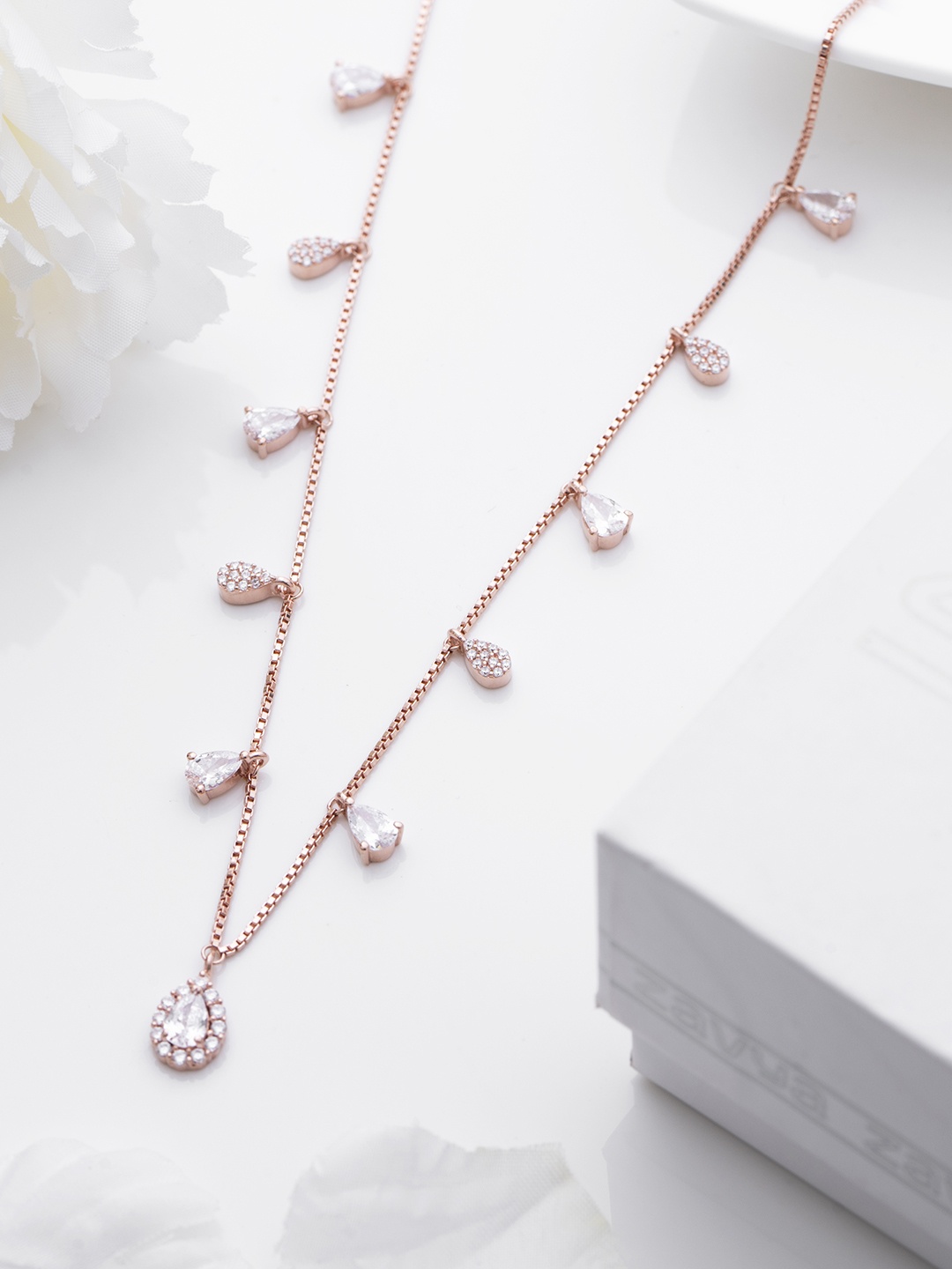 

Zavya 925 Sterling Silver Rose Gold-Plated CZ Necklace