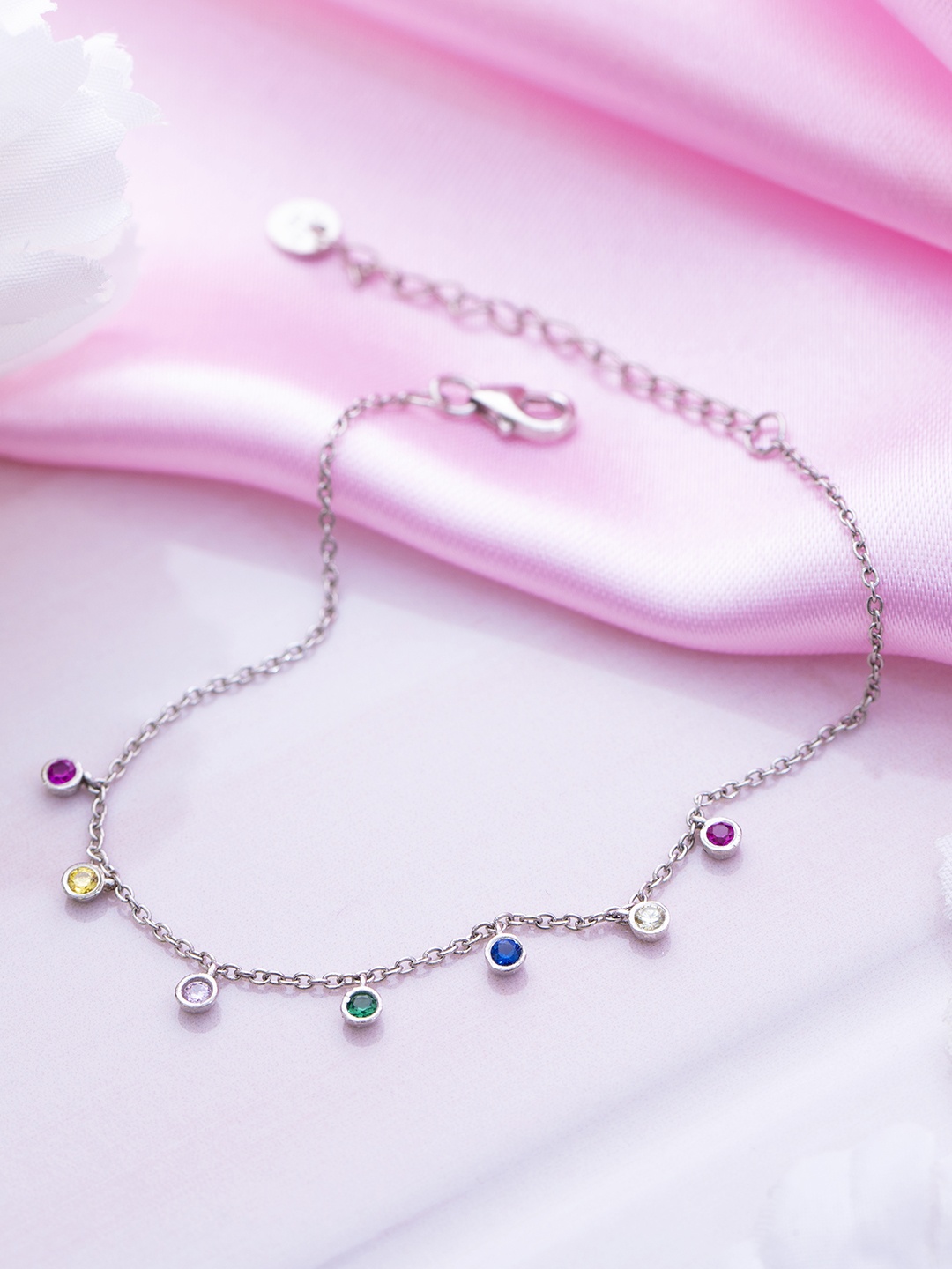 

Zavya Women 925 Sterling Silver Cubic Zirconia Rhodium-Plated Link Bracelet