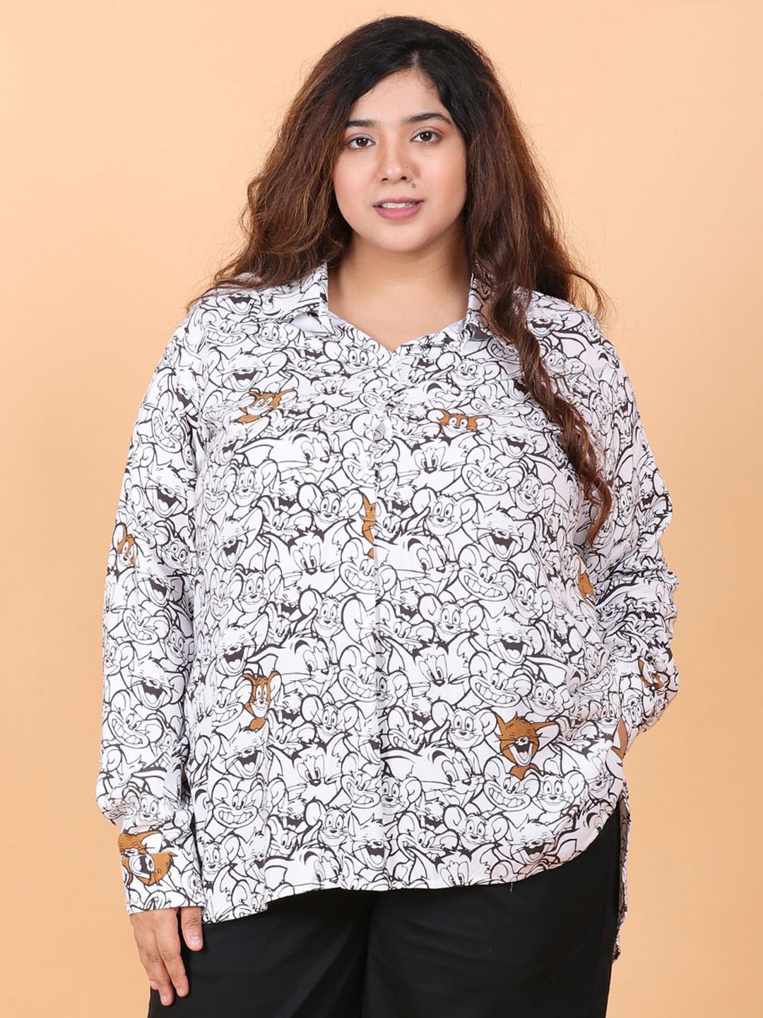 

LastInch Tom & Jerry Printed Relaxed Opaque Casual Shirt, White
