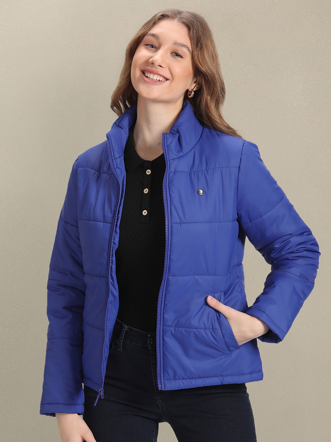 

U.S. Polo Assn. Women Mock Collar Longline Puffer Jacket, Blue