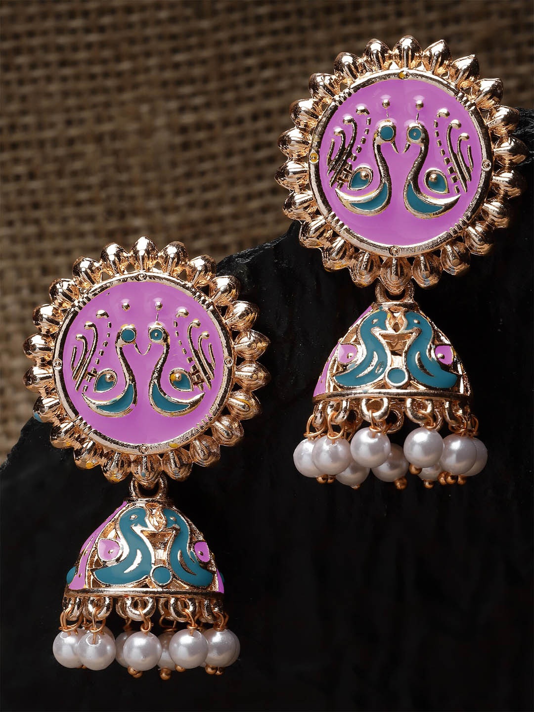 

KARATCART Rose Gold-Plated Kundan Studded Jhumkas