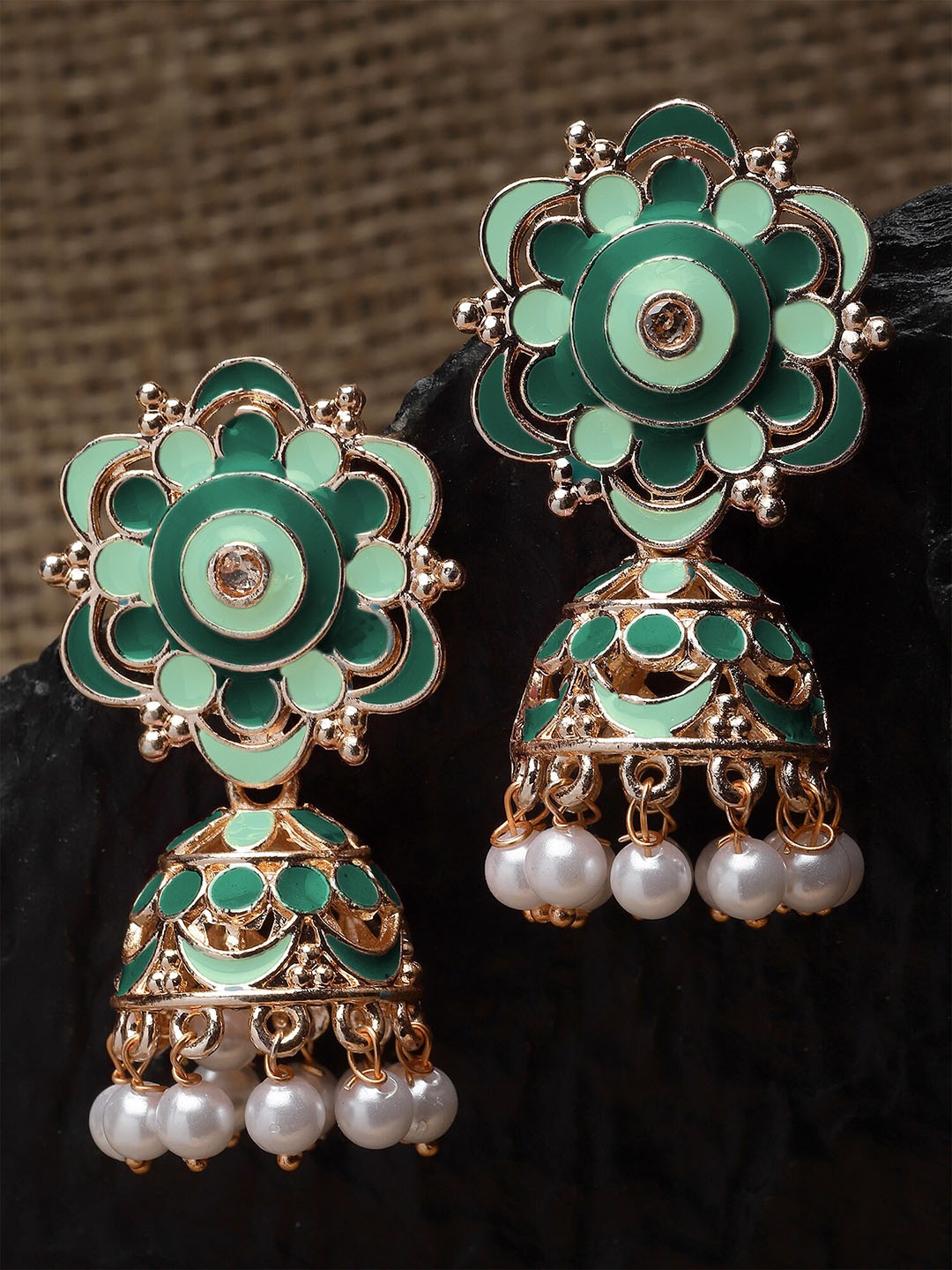 

KARATCART Rose Gold Plated Contemporary Jhumkas