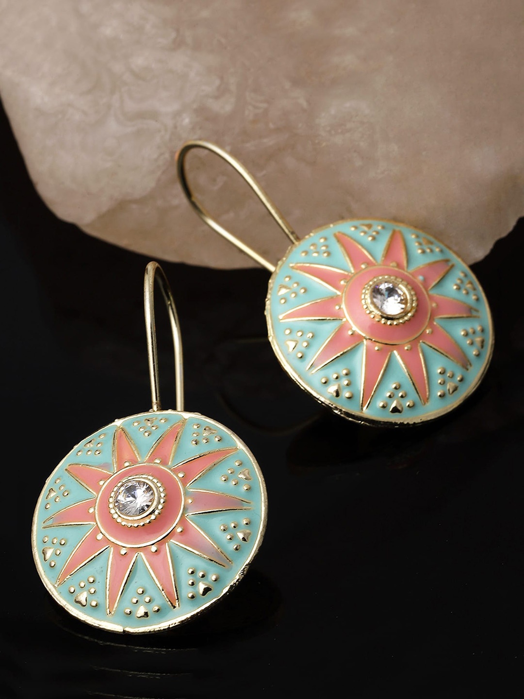 

KARATCART Gold-Plated Contemporary Drop Earrings, Pink
