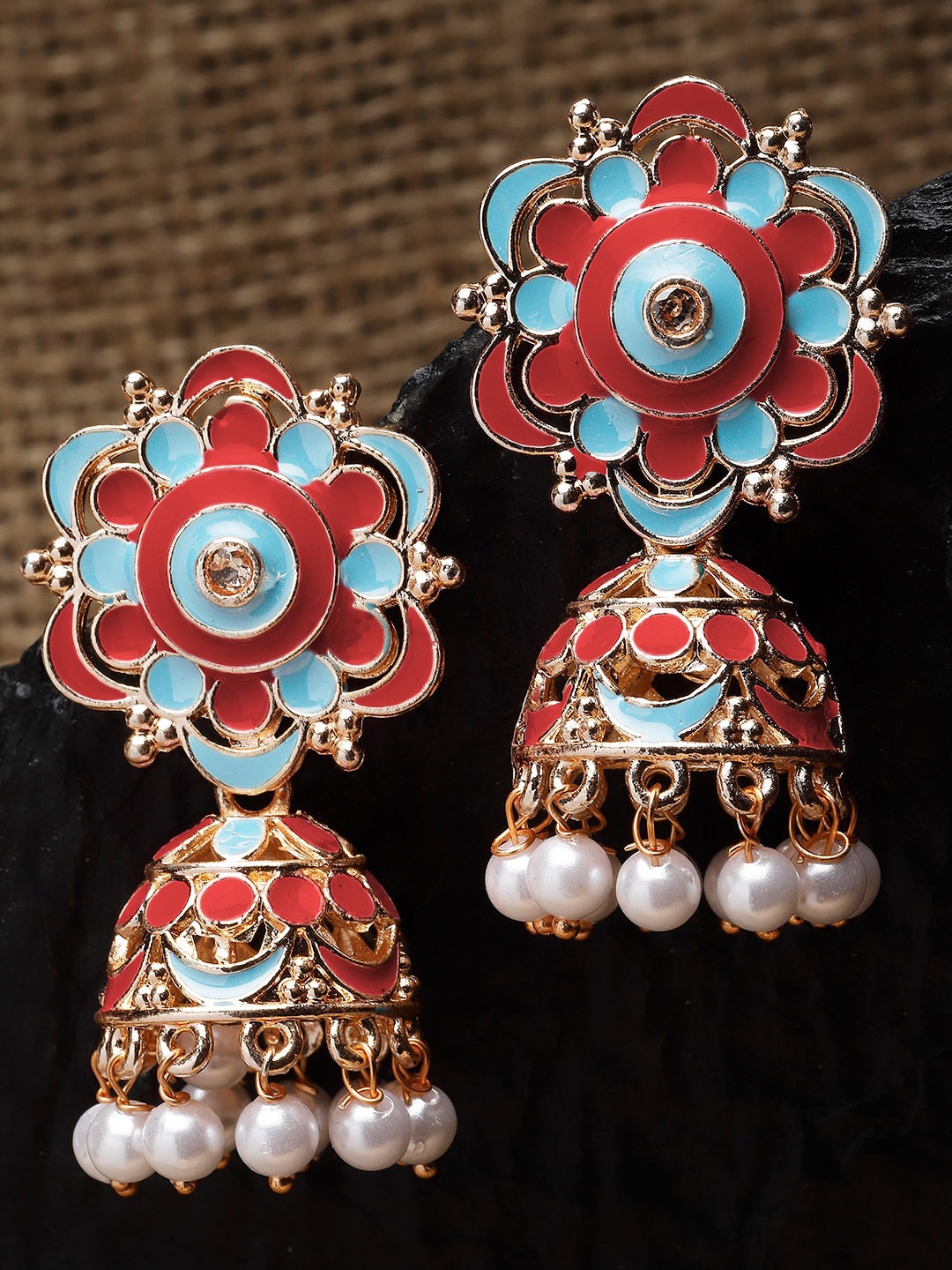 

KARATCART Rose Gold-Plated Contemporary Jhumkas