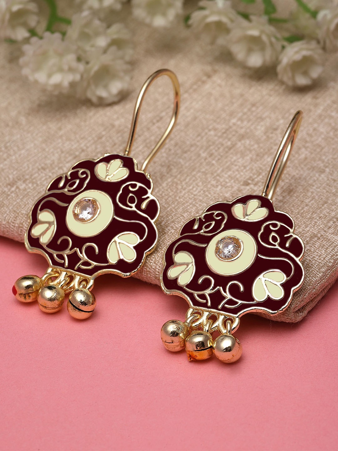 

KARATCART Gold Plated Kundan Drop Earrings