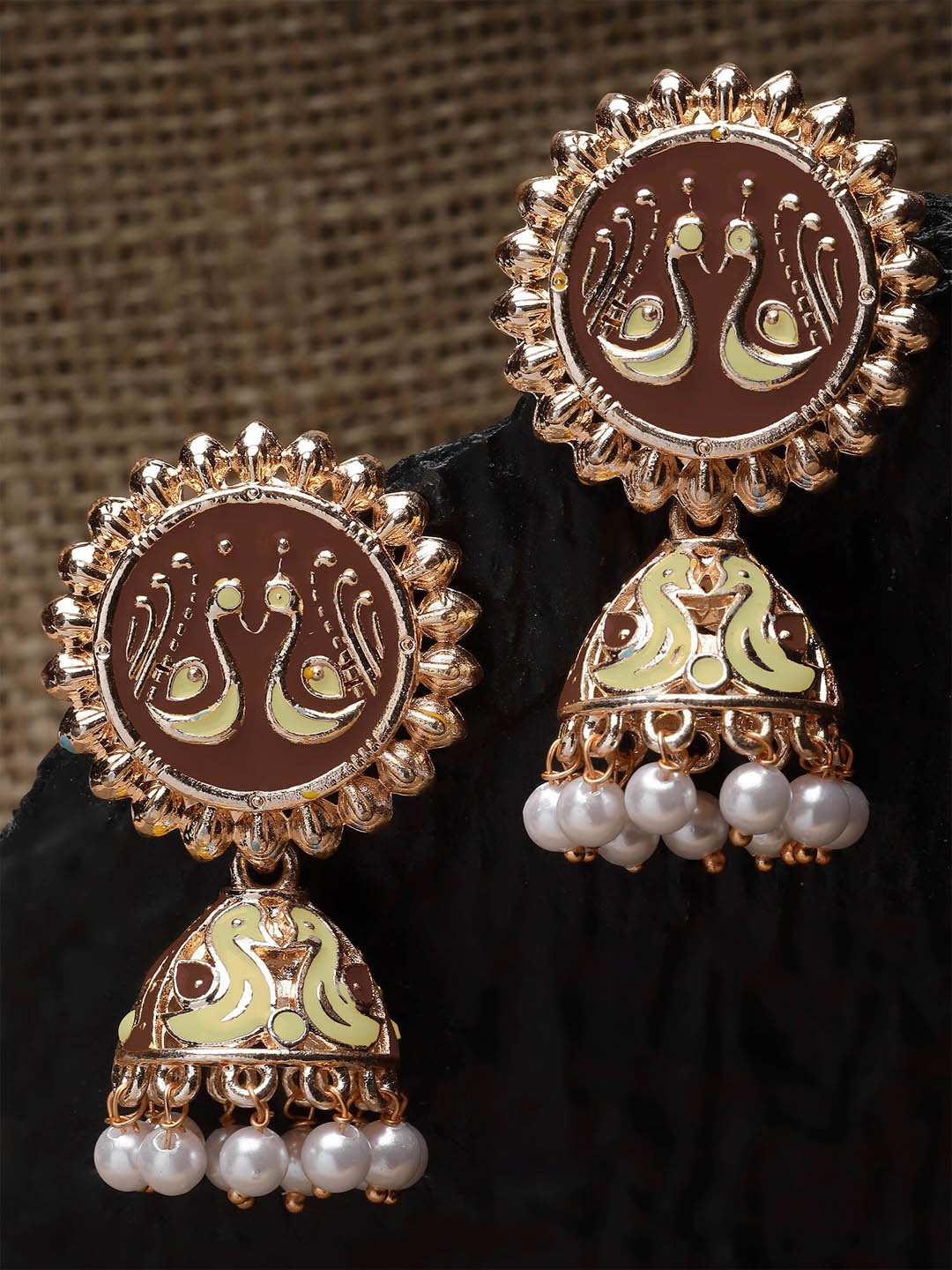 

KARATCART Rose Gold Plated Kundan Jhumkas
