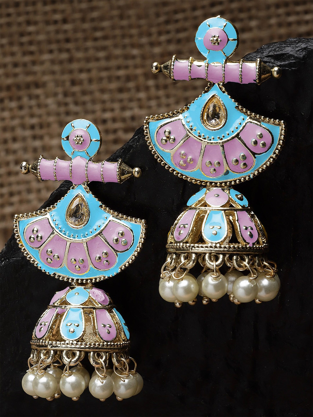 

KARATCART Gold Plated Kundan Jhumkas