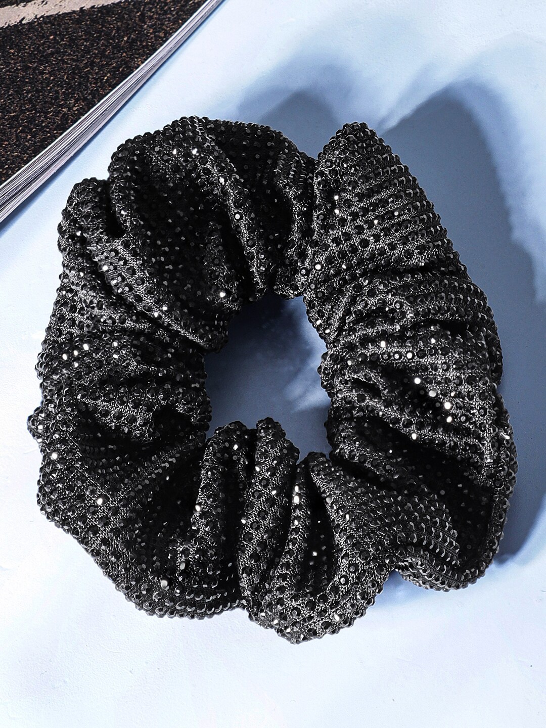 

Rubans Embellished Ponytail Holders, Black