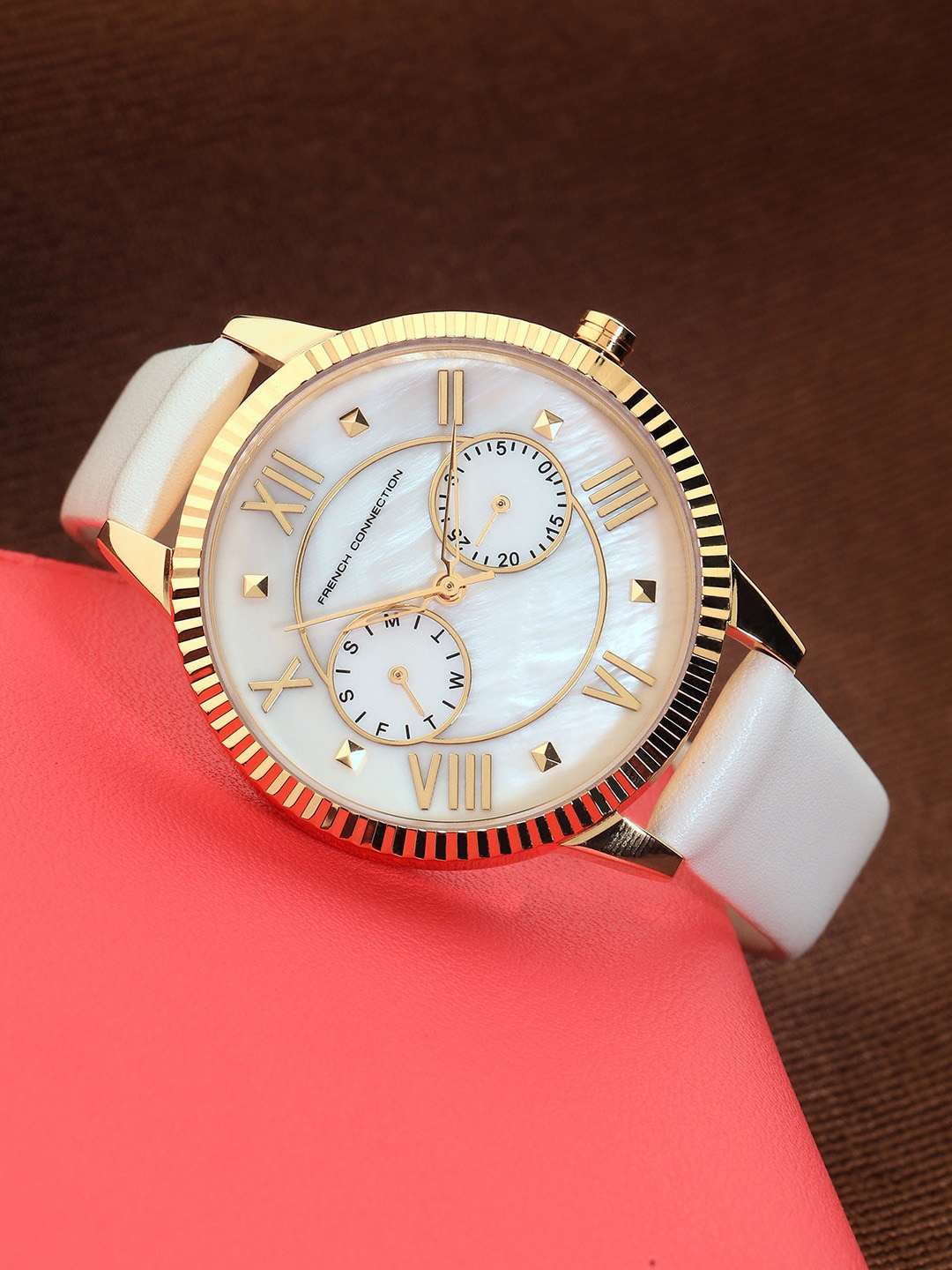 

French Connection Women Bracelet Style Straps Analogue Multi Function Watch, White