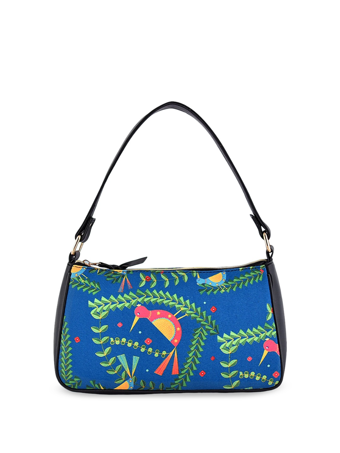 

Sangria Floral Printed Structured Shoulder Bags, Blue