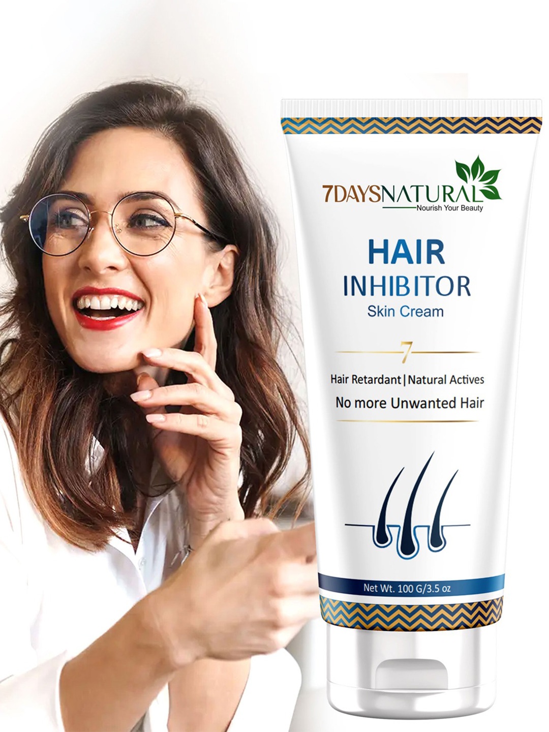 

7 DAYS Natural Hair Inhibitor For Permanent Reduction Hair Cream - 100g, Blue
