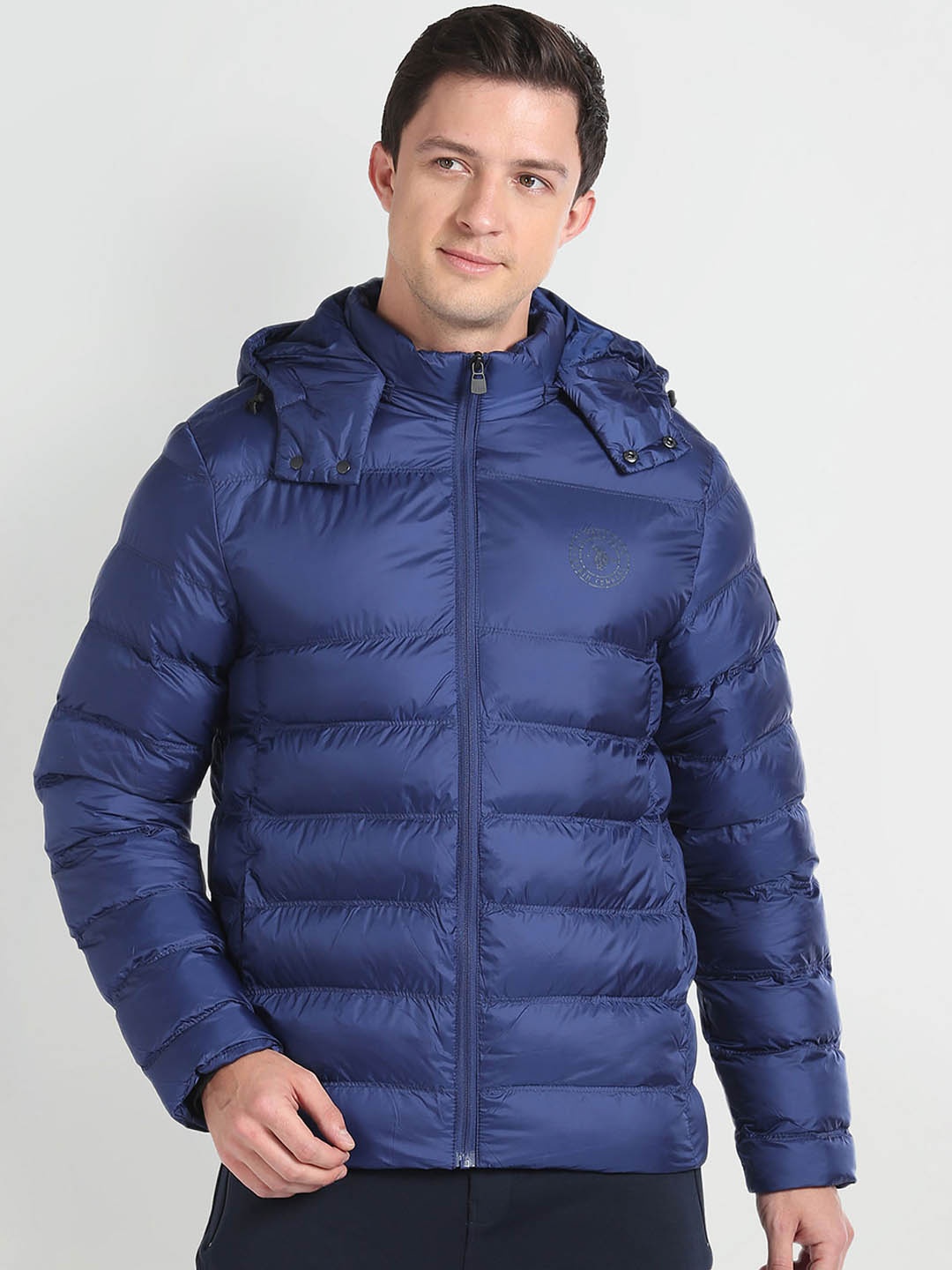 

U.S. Polo Assn. Denim Co. Detachable Hood Puffer Jacket, Blue