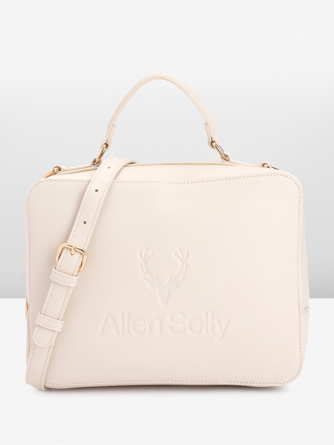 

Allen Solly Brand Logo Debossed Design Handheld Bag, Off white