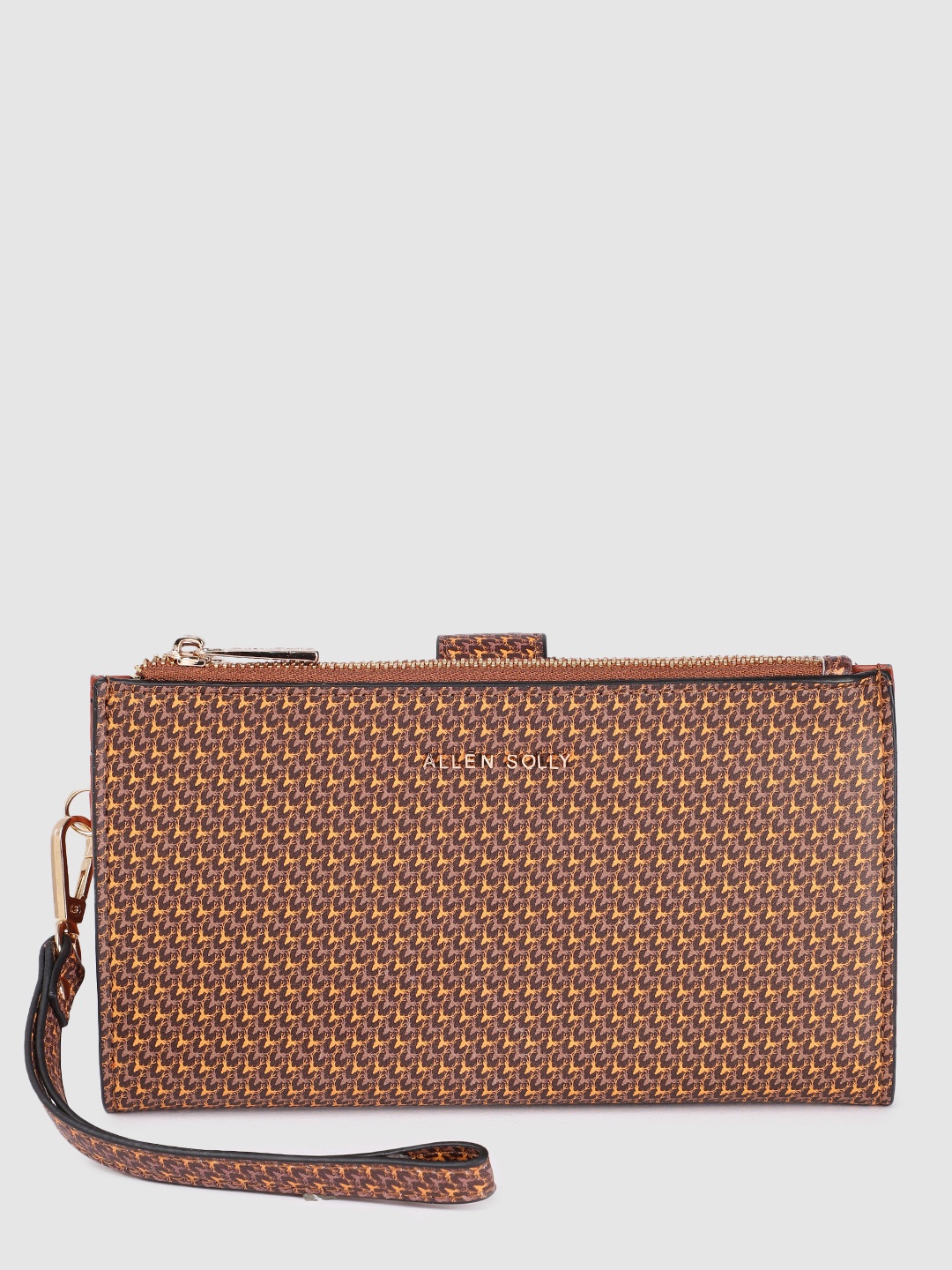 

Allen Solly Women Brand Logo Print Two Fold Wallet Wallet With A Wrist Loop, Brown