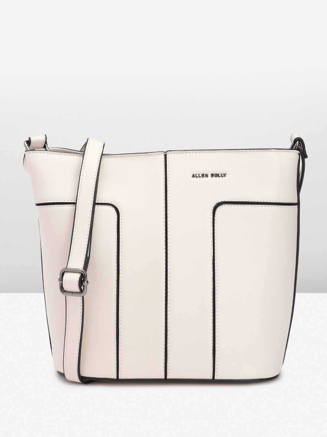 

Allen Solly Self Design Structured Sling Bag, Beige