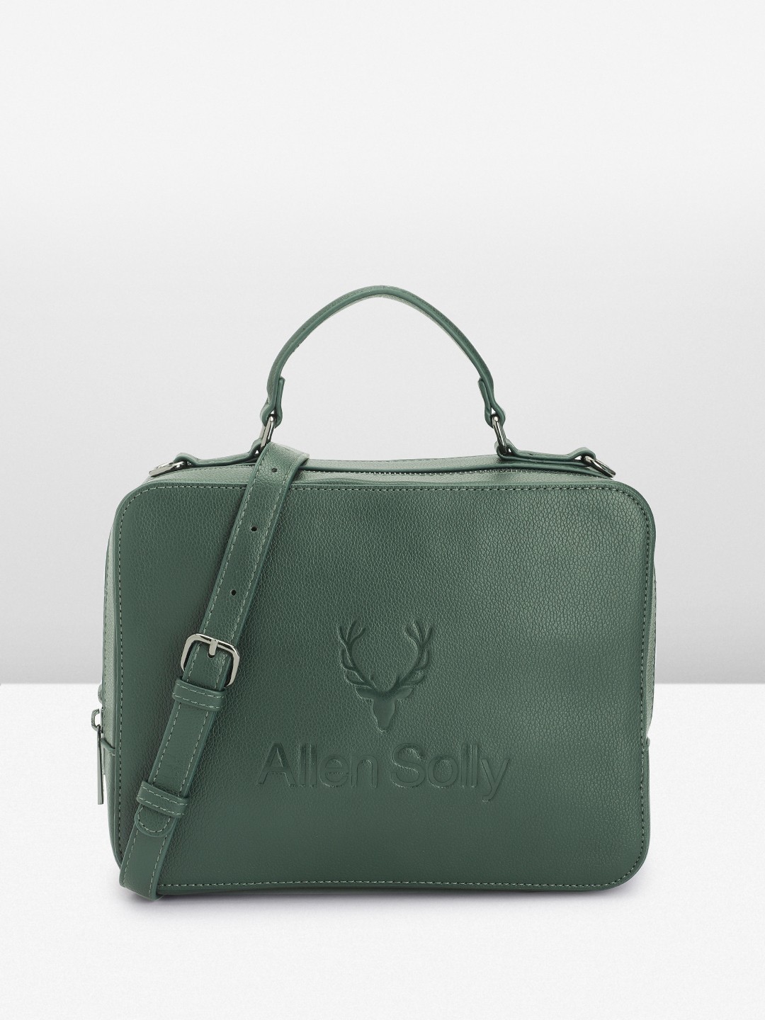 

Allen Solly Brand Logo Debossed Design Handheld Bag, Green