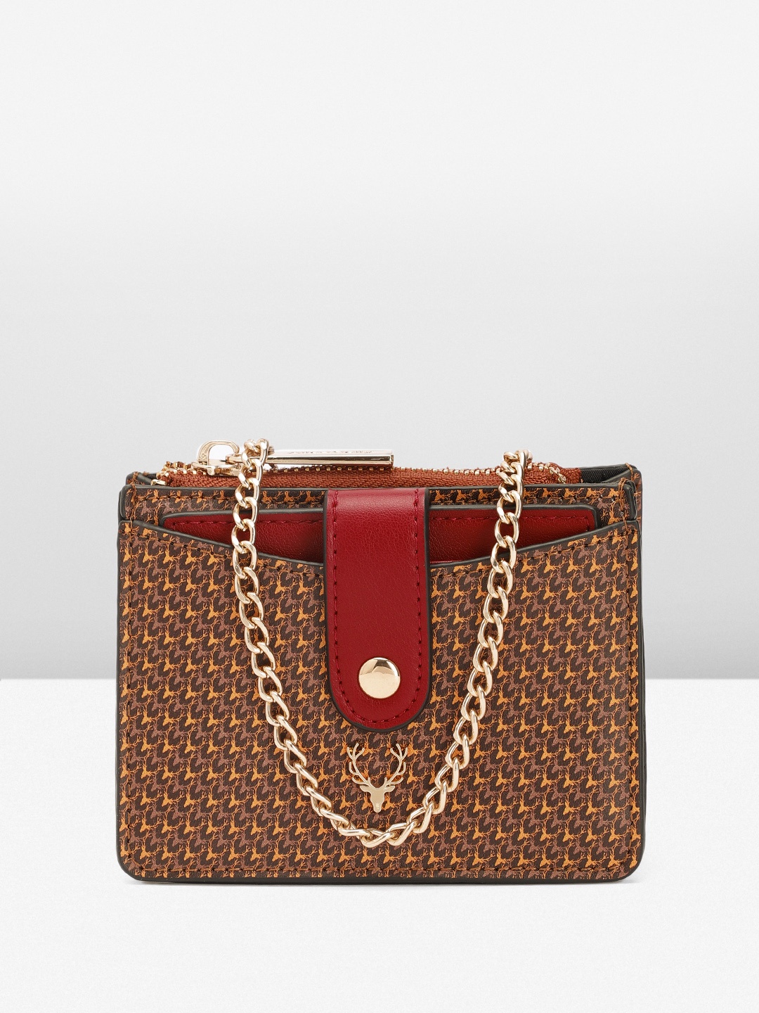 

Allen Solly Women Printed Zip Around Wallet, Brown