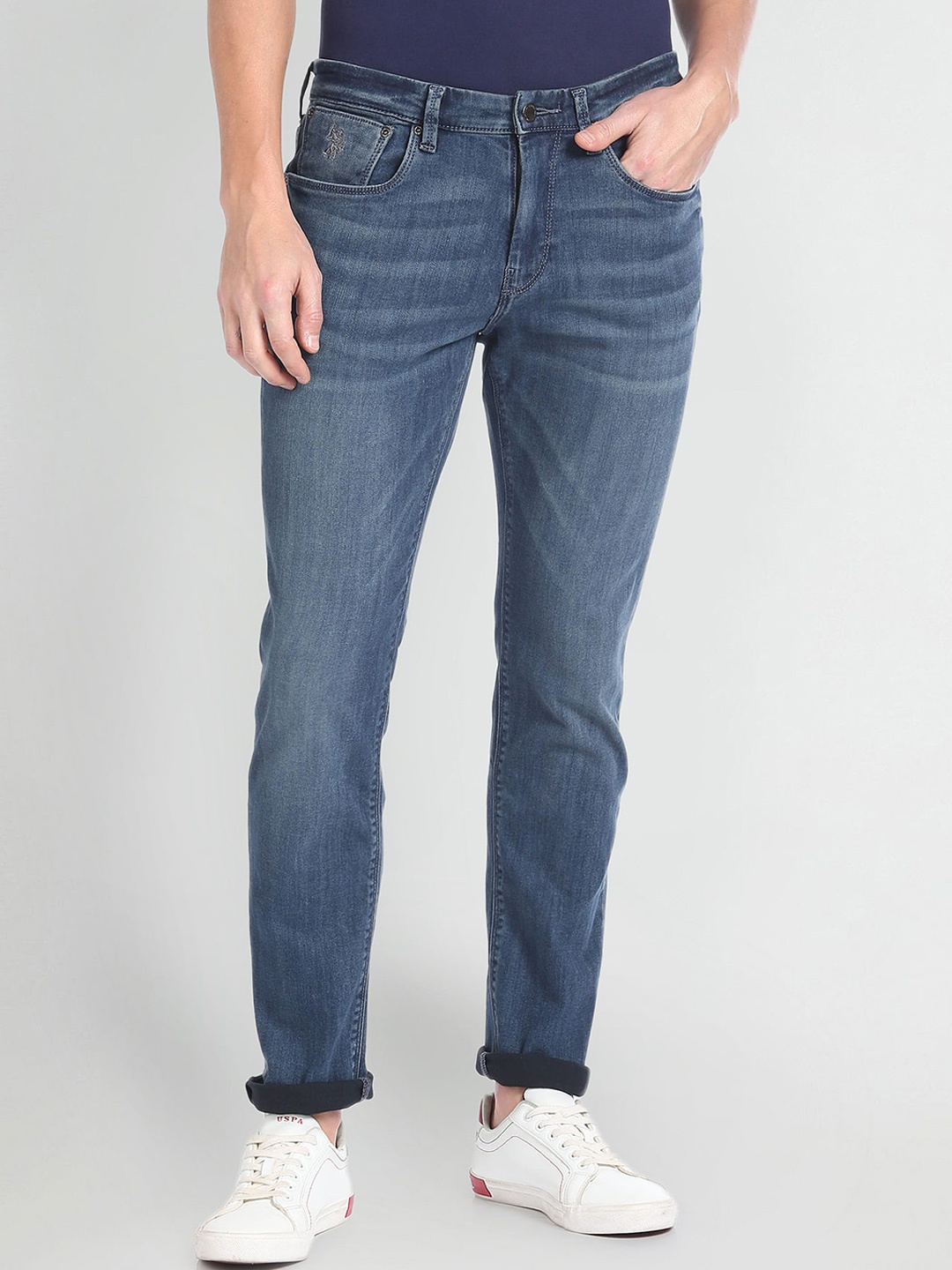 

U.S. Polo Assn. Denim Co. Men Straight Fit Clean Look Light Fade Jeans, Blue