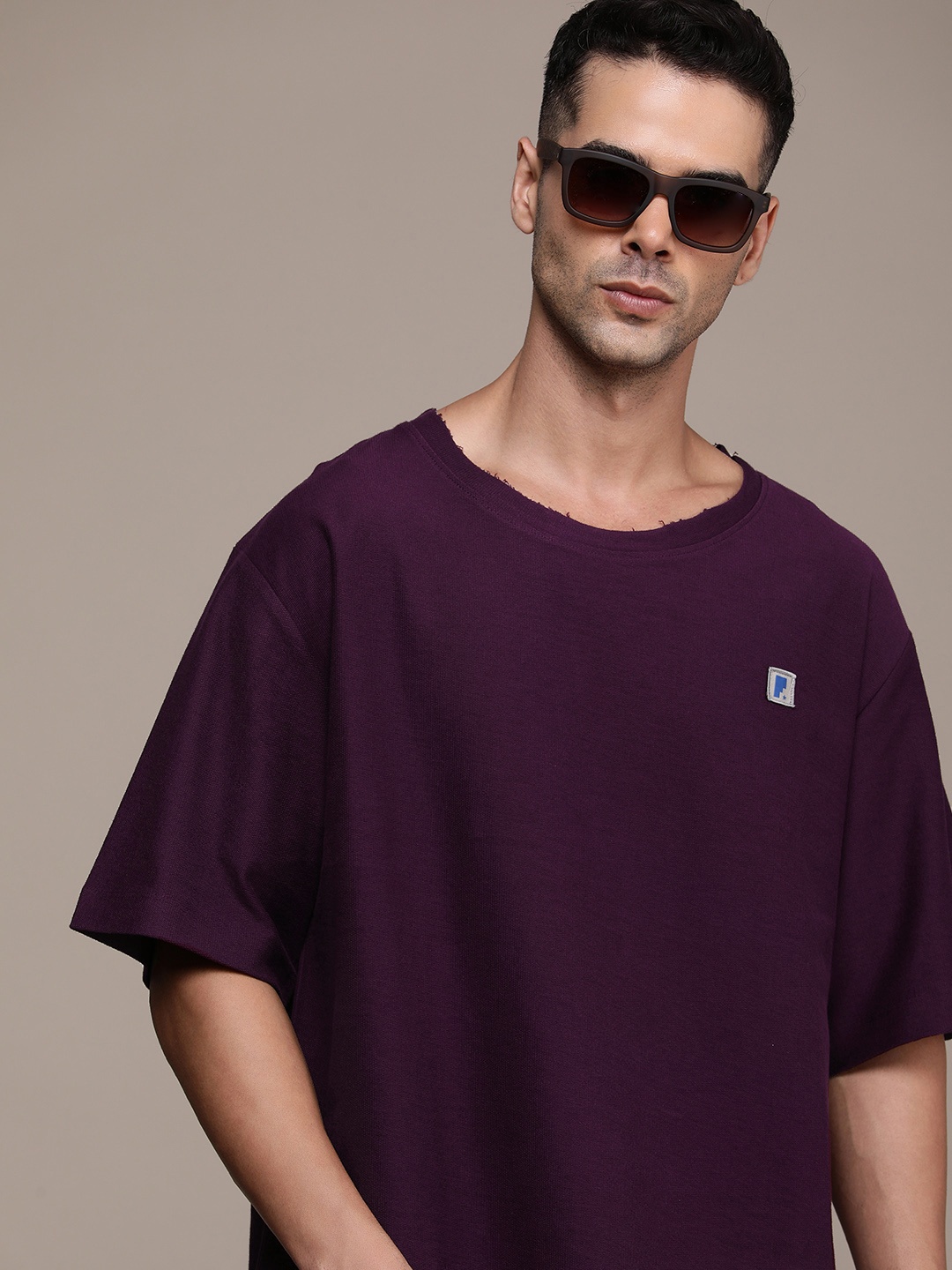 

FORCE IX Drop-Shoulder Sleeves Pure Cotton T-shirt, Maroon