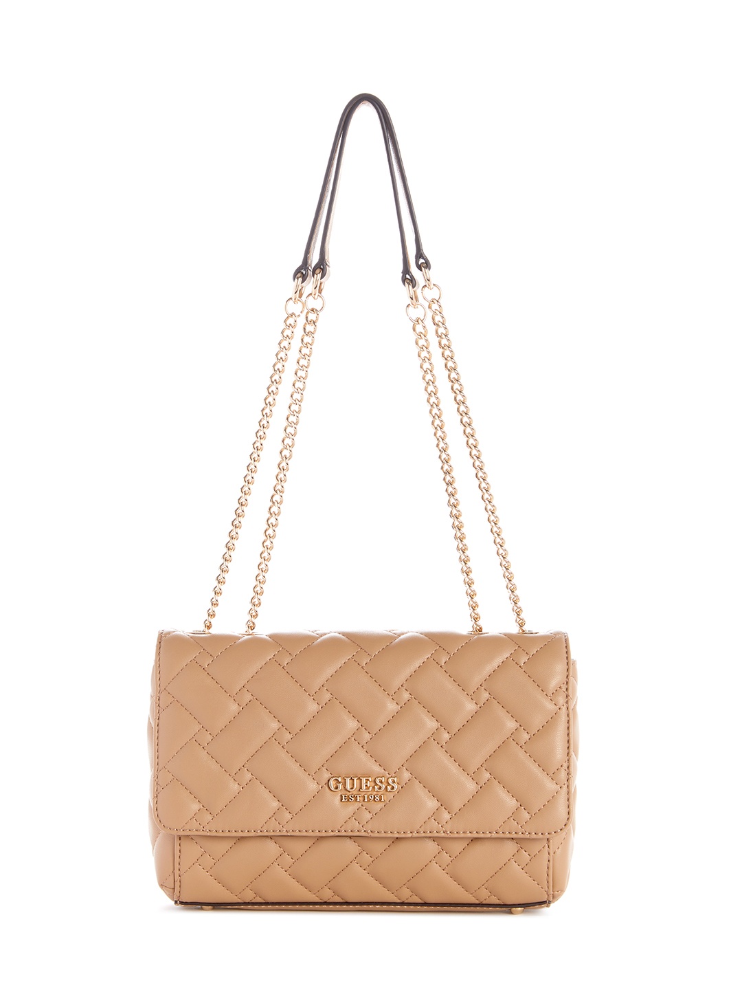 

GUESS Quilted Structured Shoulder Bag, Beige