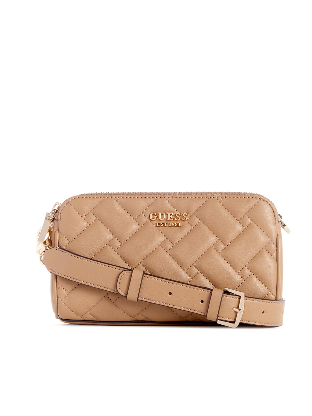 

GUESS Quilted Structured Shoulder Bag, Beige