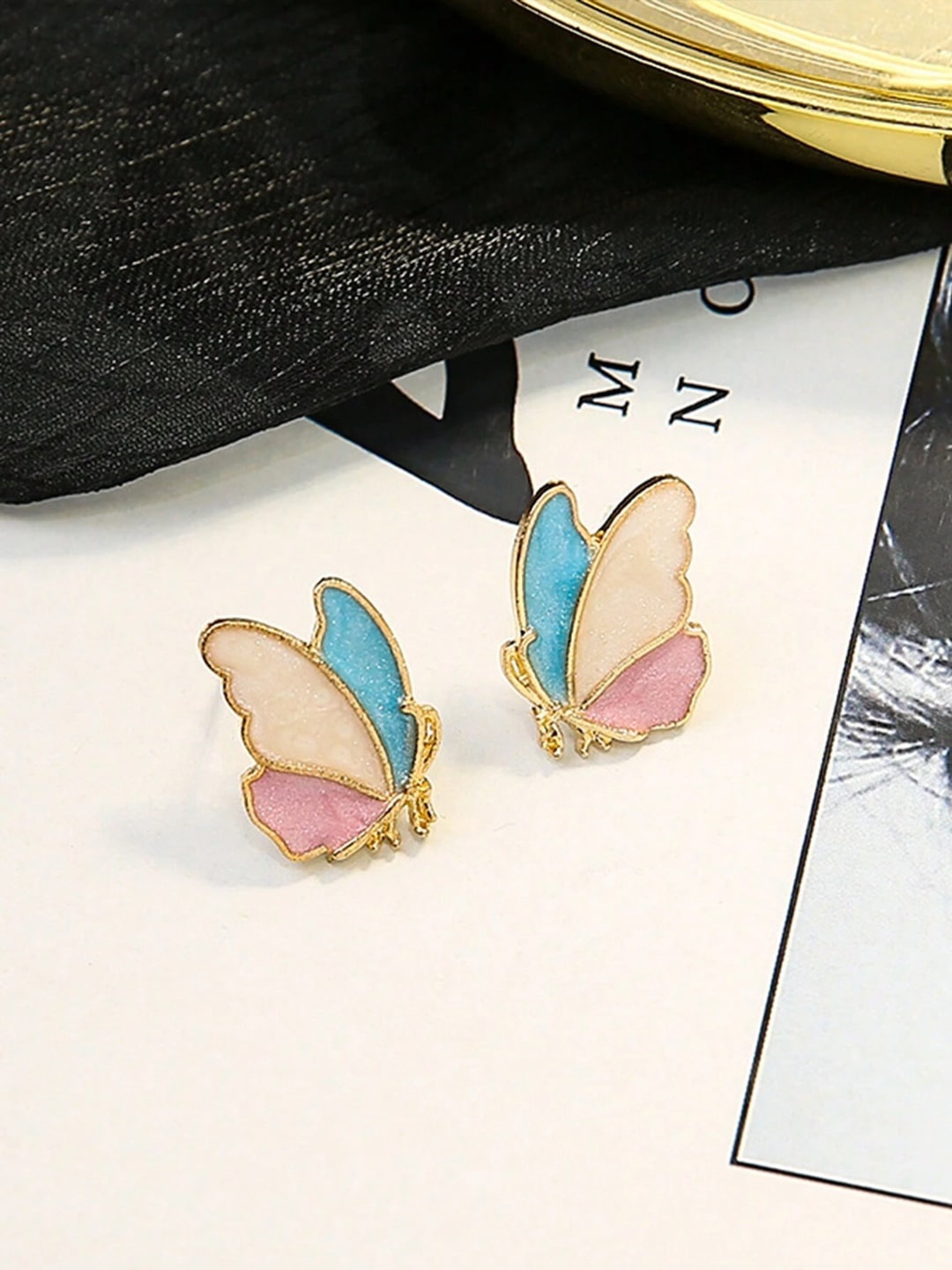 

Krelin Gold-Plated Korean Style Butterfly Studs Earrings