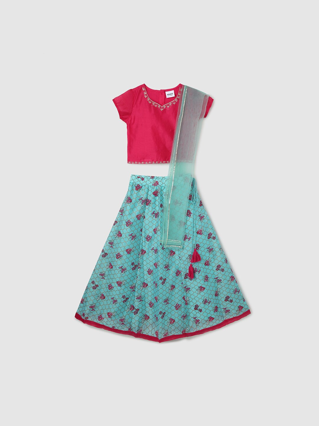 

max Girls Ready to Wear Lehenga & Blouse With Dupatta, Red