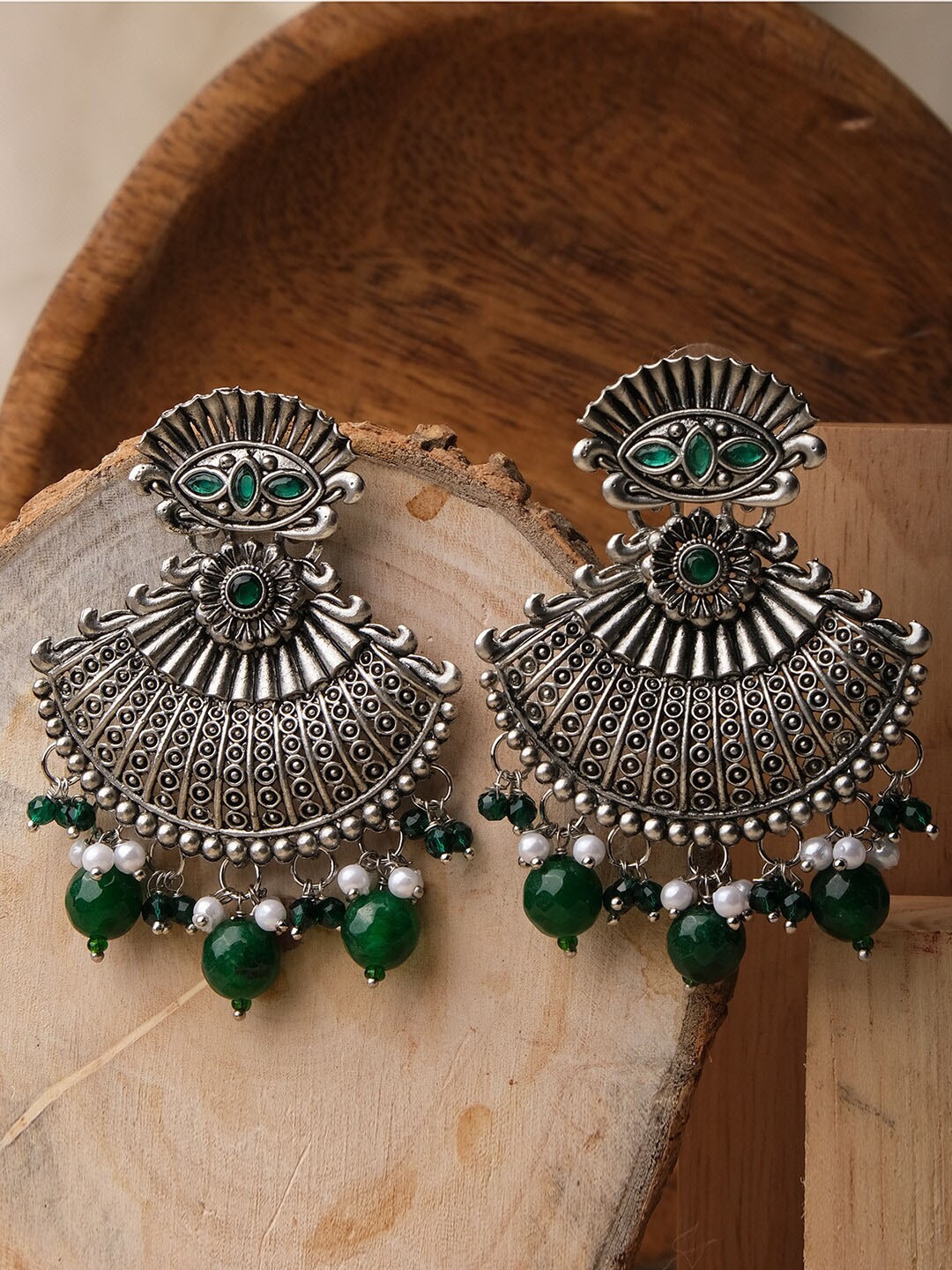 

XPNSV Silver Plated Contemporary Oxidised Drop Earrings
