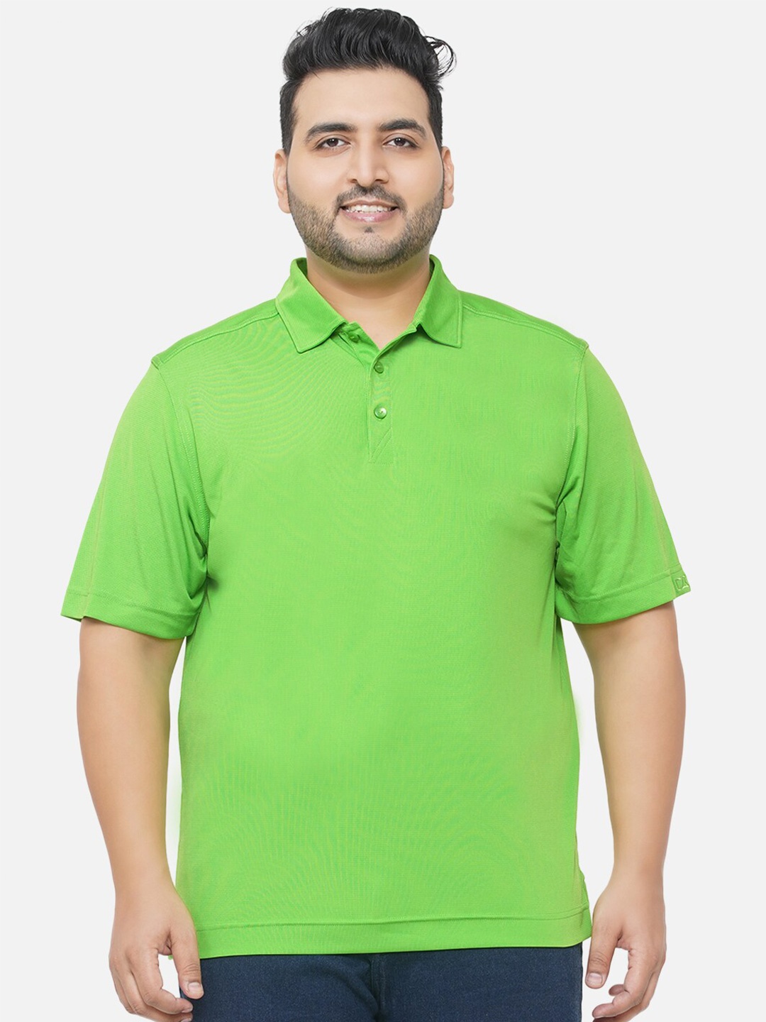 

Santonio Plus Size Polo Collar Pure Cotton T-shirt, Green