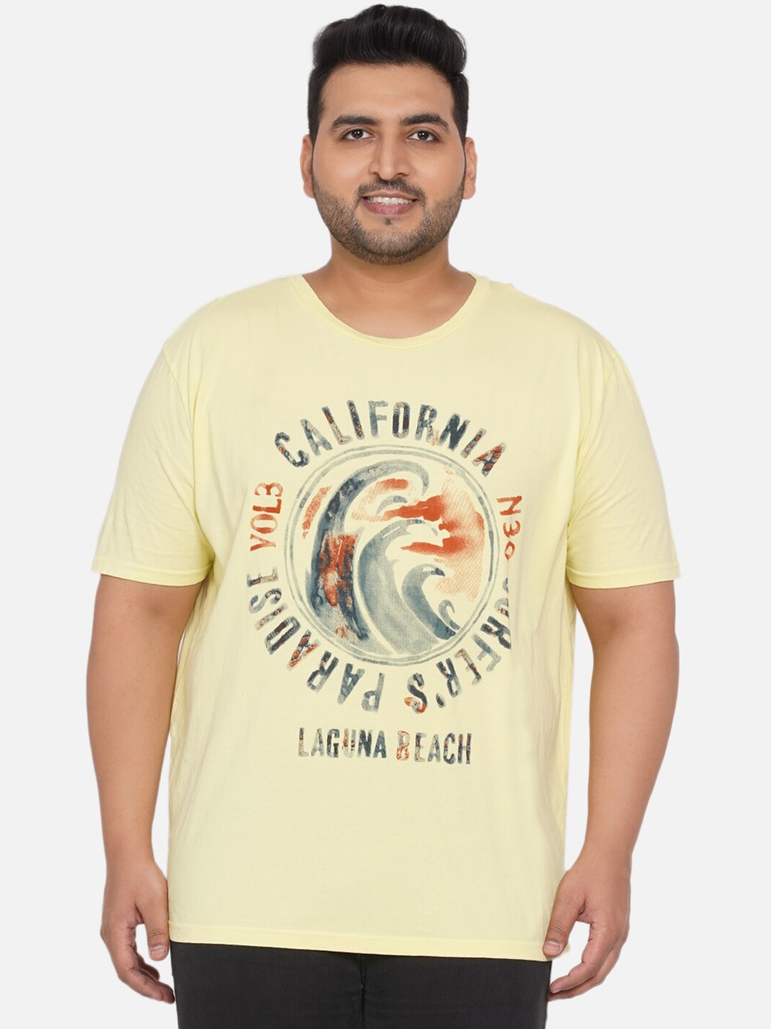 

Santonio Graphic Printed Pure Cotton T-shirt, Yellow