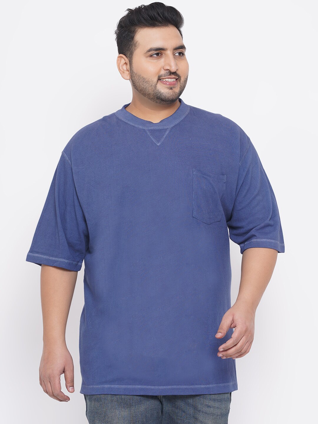 

Santonio Round Neck Pure Cotton T-shirt, Blue