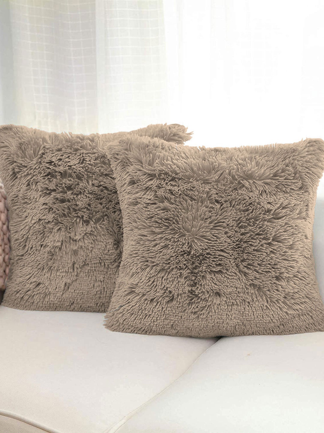 

LUXEHOME INTERNATIONAL Taupe 2 Pieces Square Cushion Covers