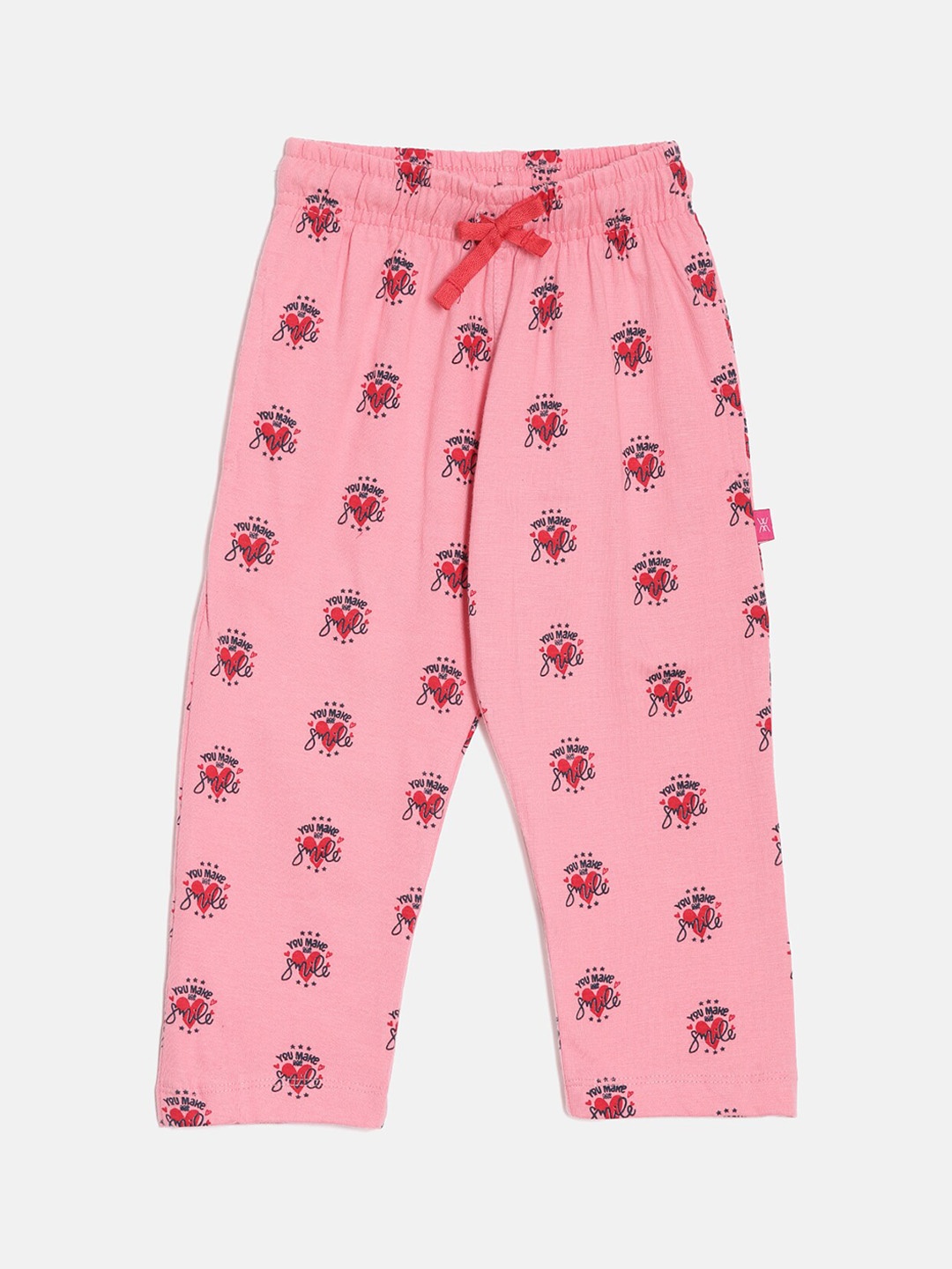 

DIXCY SCOTT Slimz Girls Conversational Printed Cotton Track Pant, Pink