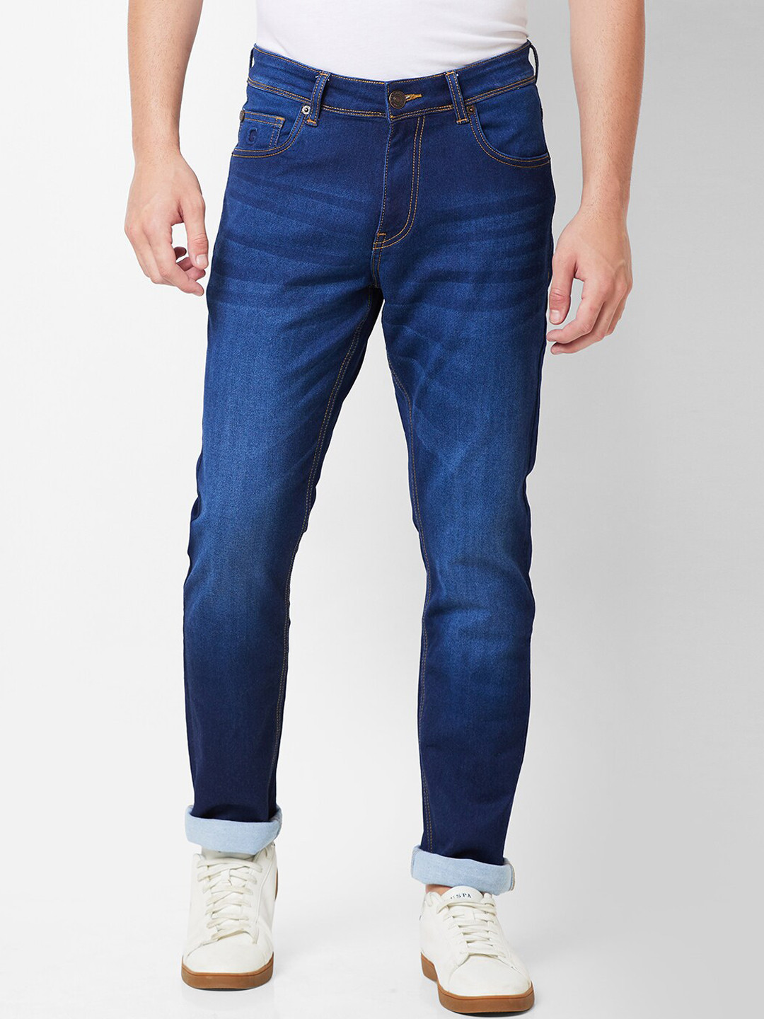 

GIORDANO Men Light Fade Clean Look Stretchable Jeans, Blue