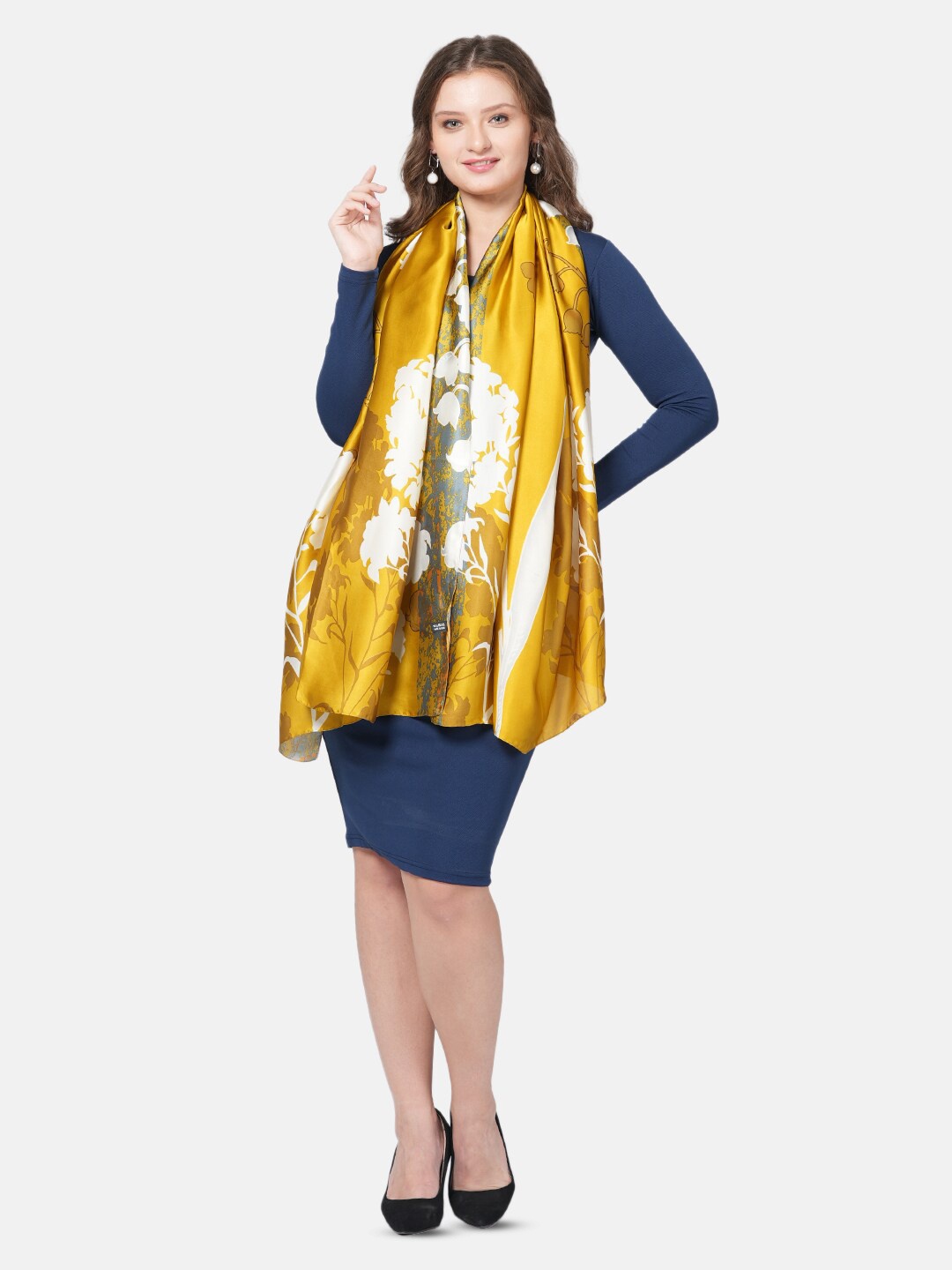 

MUFFLY Women Floral Printed Scarf, Yellow