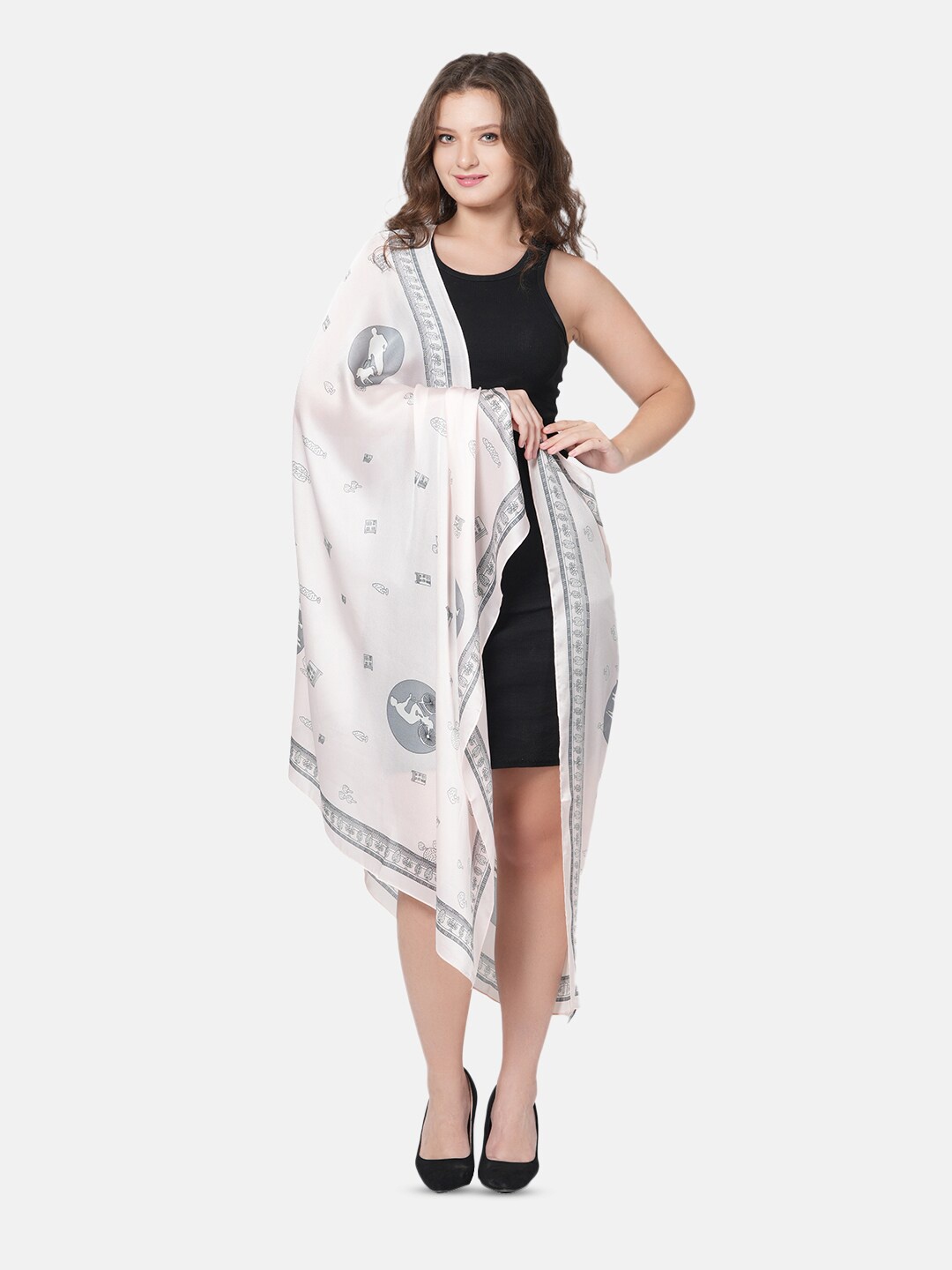 

MUFFLY Women Printed Scarf, White