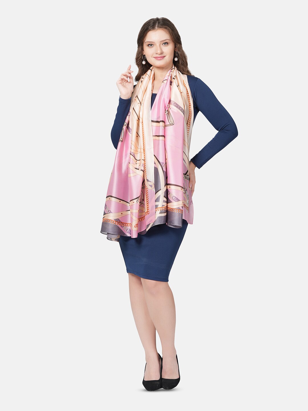 

MUFFLY Floral Printed Lightweight Scarf With Hanger, Pink
