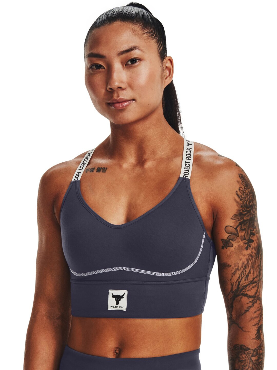 

UNDER ARMOUR UA Project Rock Infinity Lightly Padded Mid Sports Workout Bra, Grey