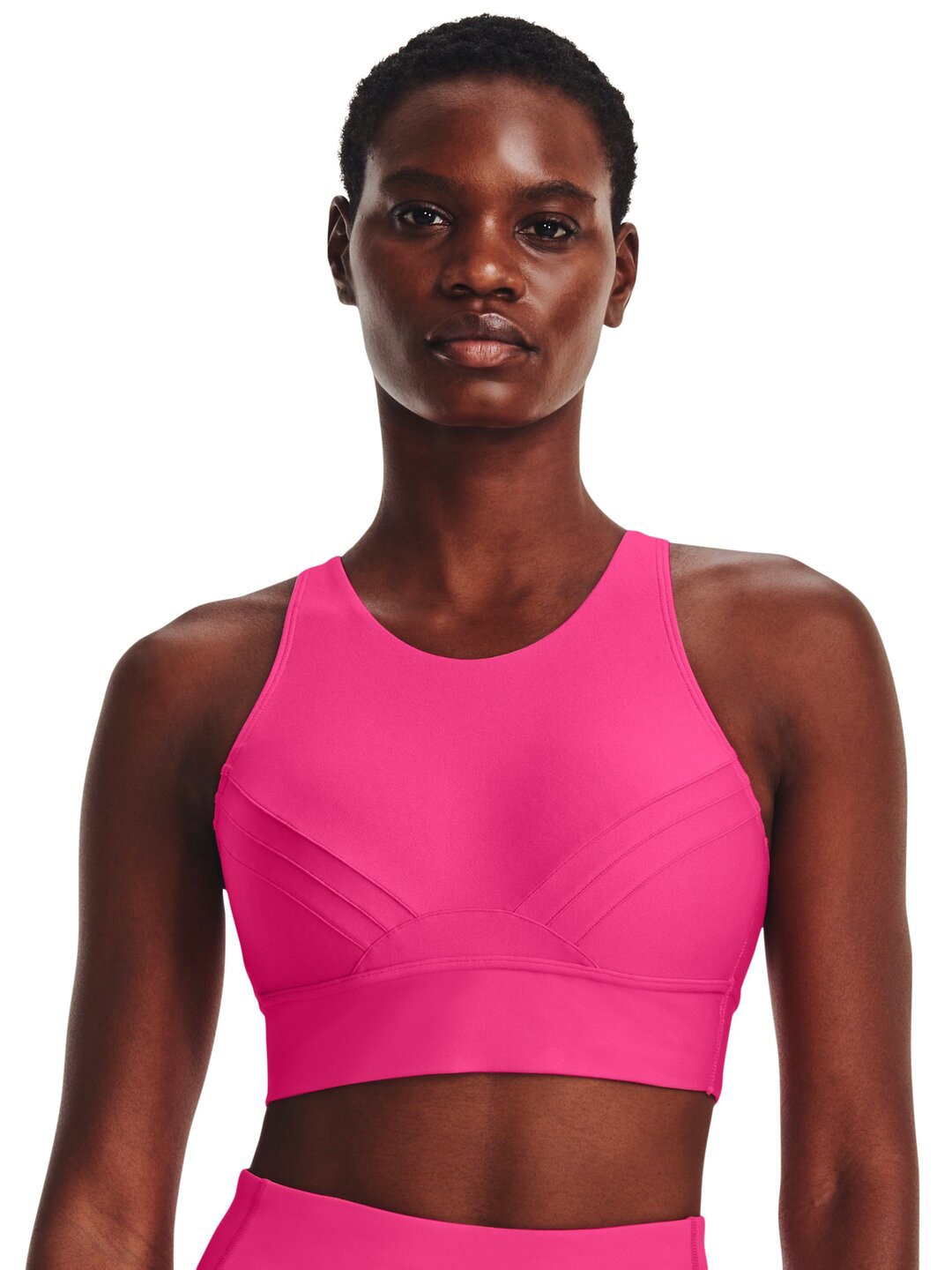 

UNDER ARMOUR UA Infinity Mid Pintuck Full Coverage Lightly Padded Sports Bra, Pink