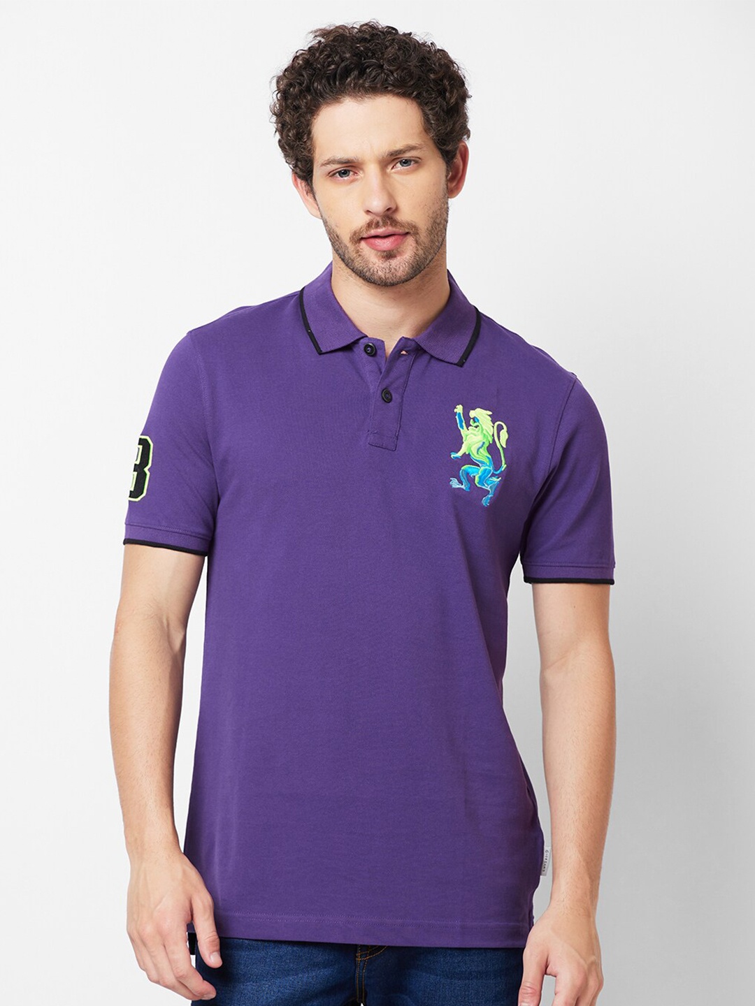 

GIORDANO Polo Collar Slim Fit Cotton Lycra T-shirt, Purple