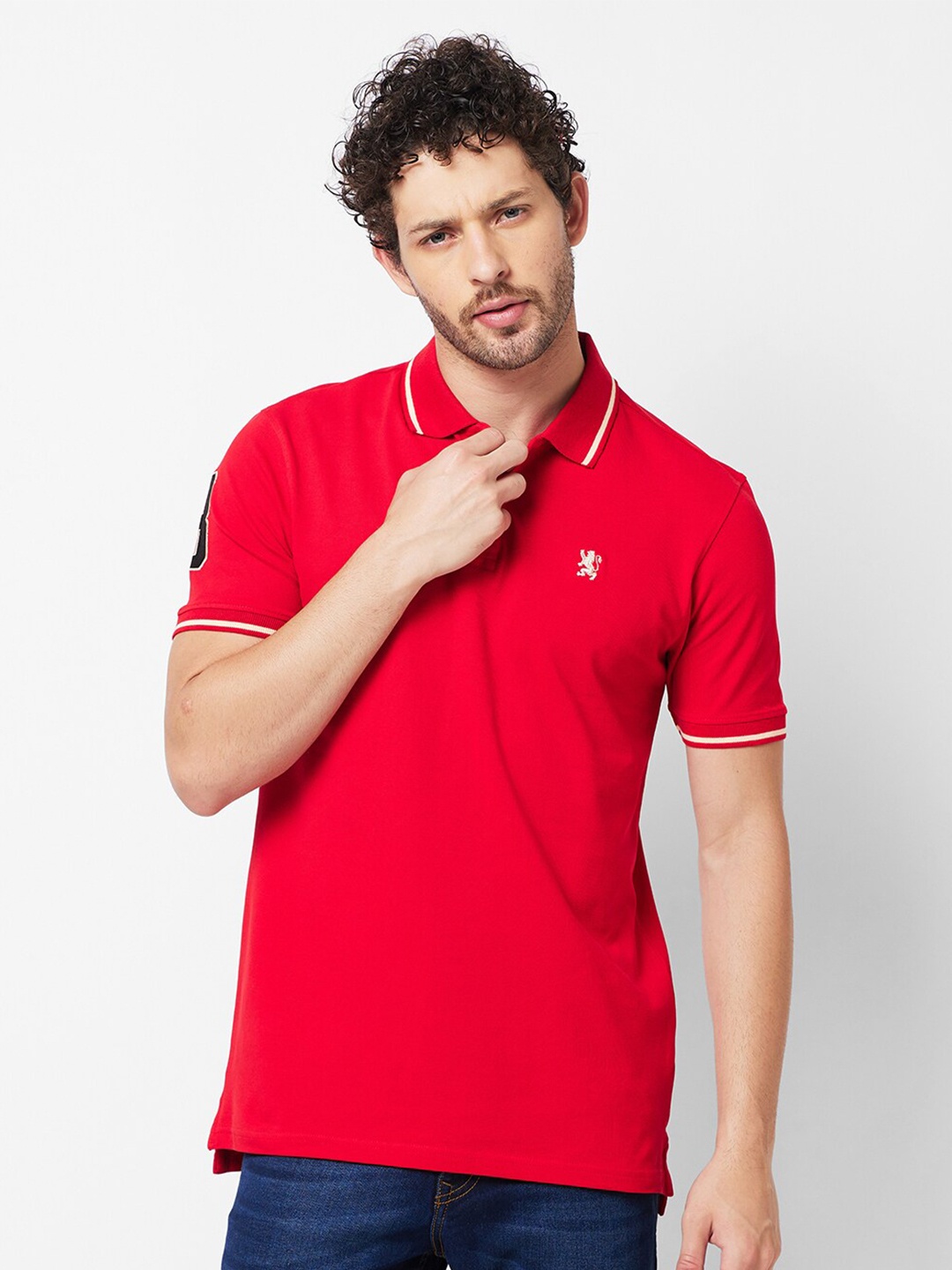 

GIORDANO Polo Collar Slim Fit Cotton Lycra T-shirt, Red
