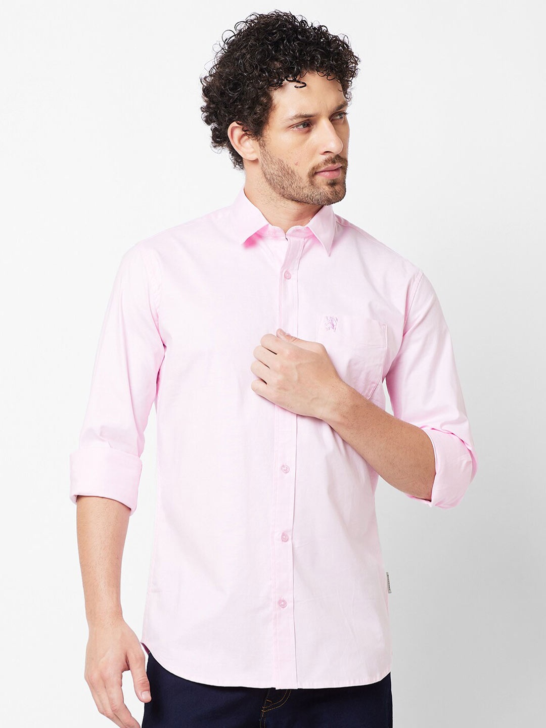 

GIORDANO Slim Fit Spread Collar Cotton Casual Shirt, Pink