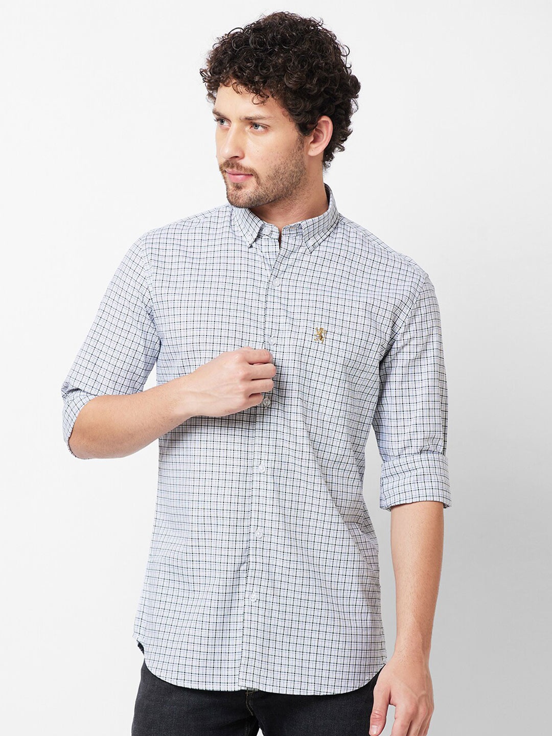 

GIORDANO Slim Fit Checked Casual Shirt, White