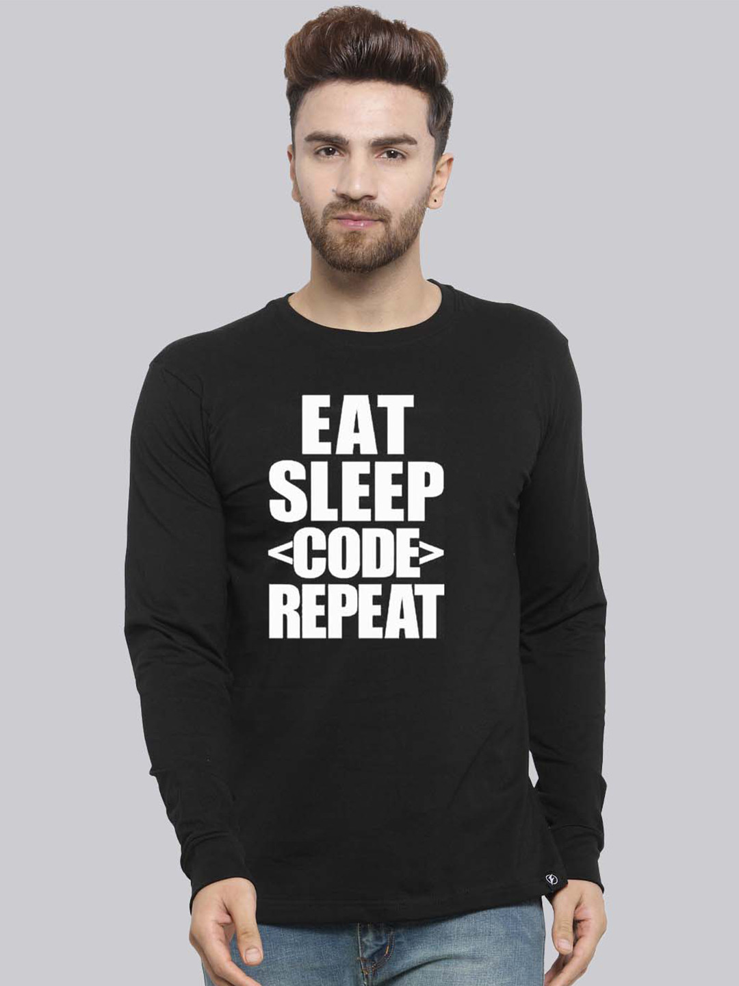 

Friskers Printed Pure Cotton Slim Fit T-shirt, Black
