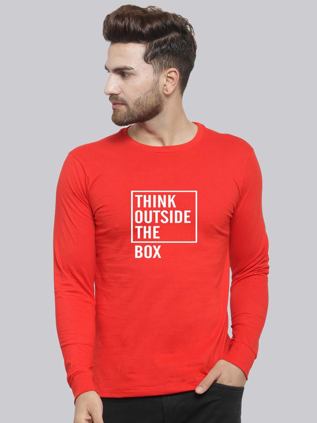 

Friskers Typography Printed Slim Fit Round Neck Cotton T-shirt, Red